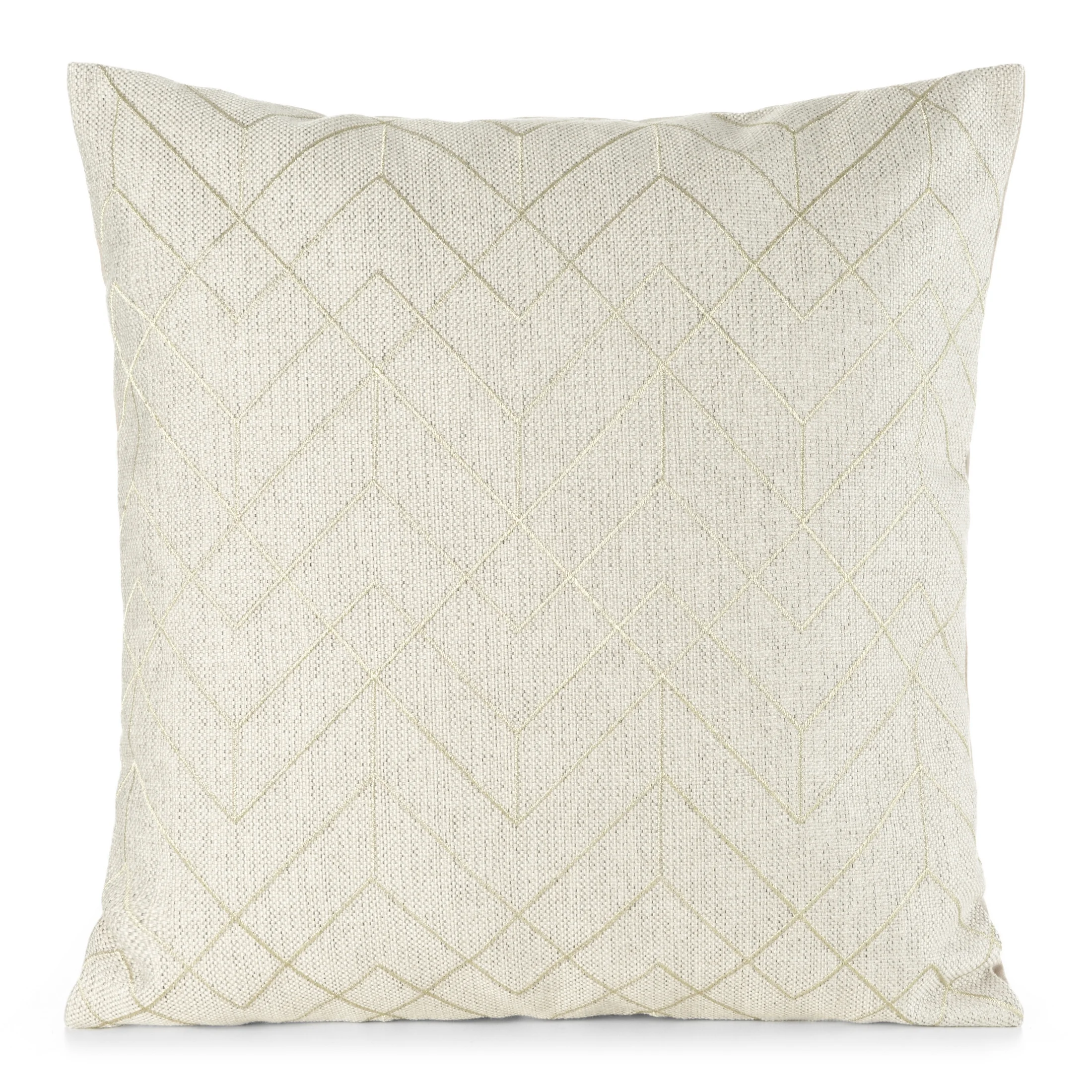 Poszewka na poduszkę 45x45 cm kolor naturalny z złotym geometrycznym haftem MILA | eurofirany