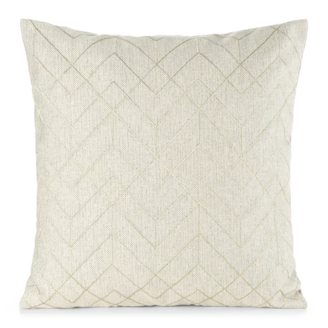 Poszewka na poduszkę 45x45 cm kolor naturalny z złotym geometrycznym haftem MILA