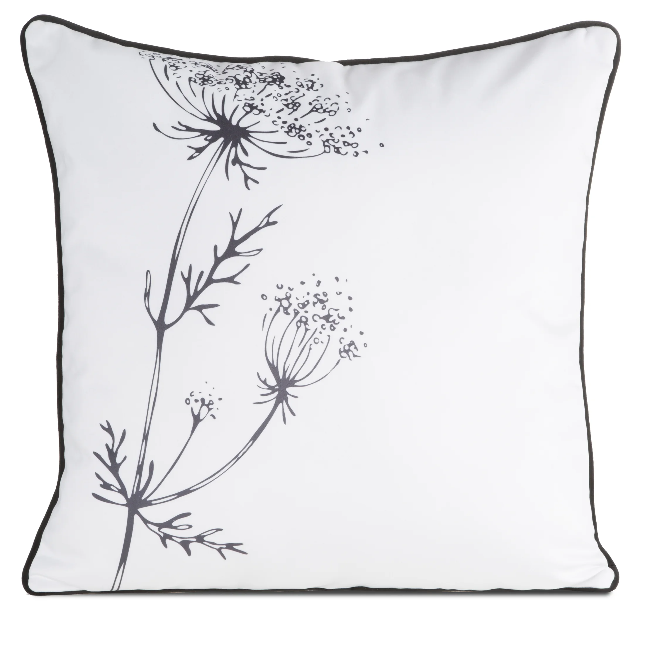 Poszewka na poduszkę dwustronna 60x60 cm welwetowa, biało beżowa z motywem roślinnym z wypustką na brzegach AGNES Eurofirany Premium | eurofirany