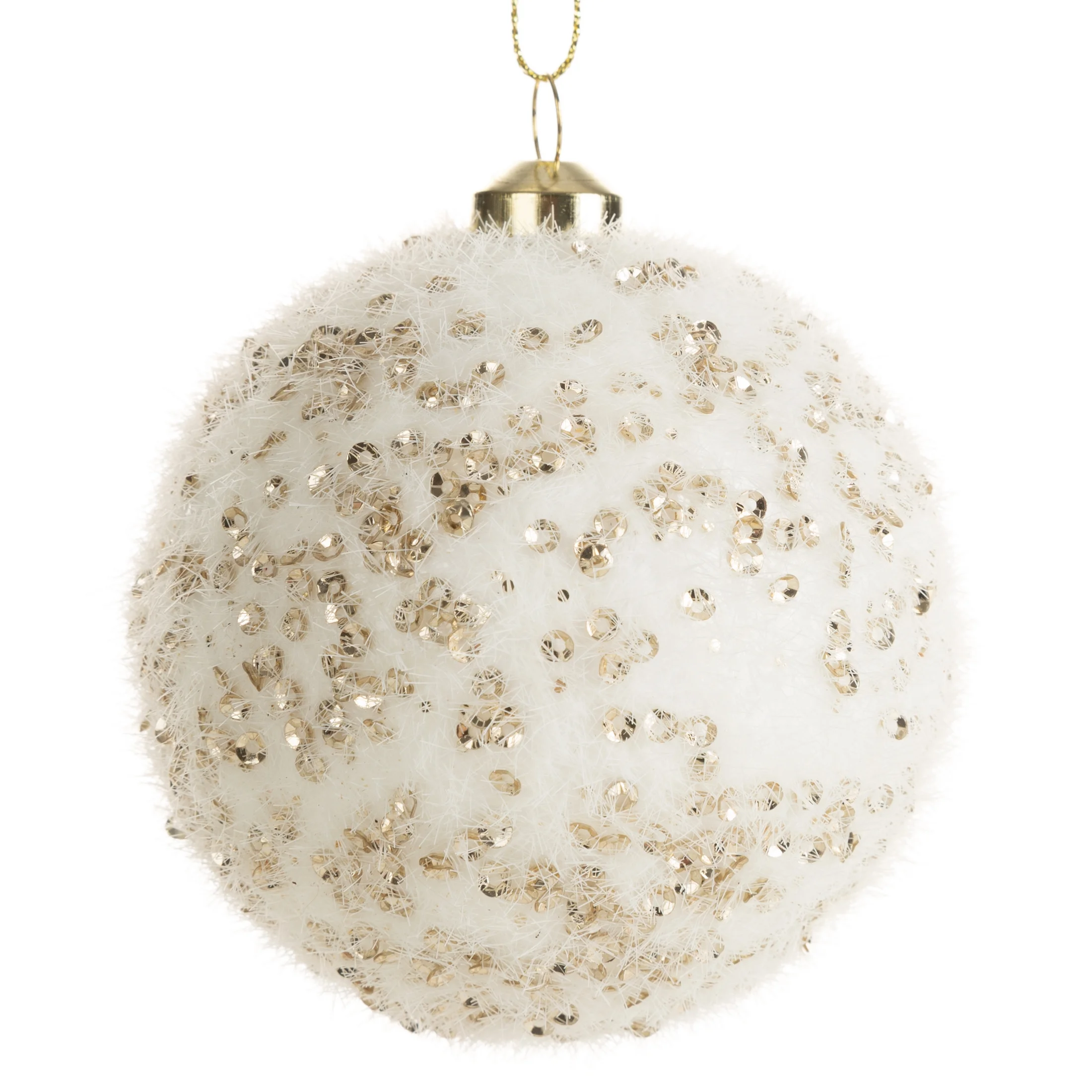 Bombka choinkowa zdobiona futerkiem i cekinami | eurofirany