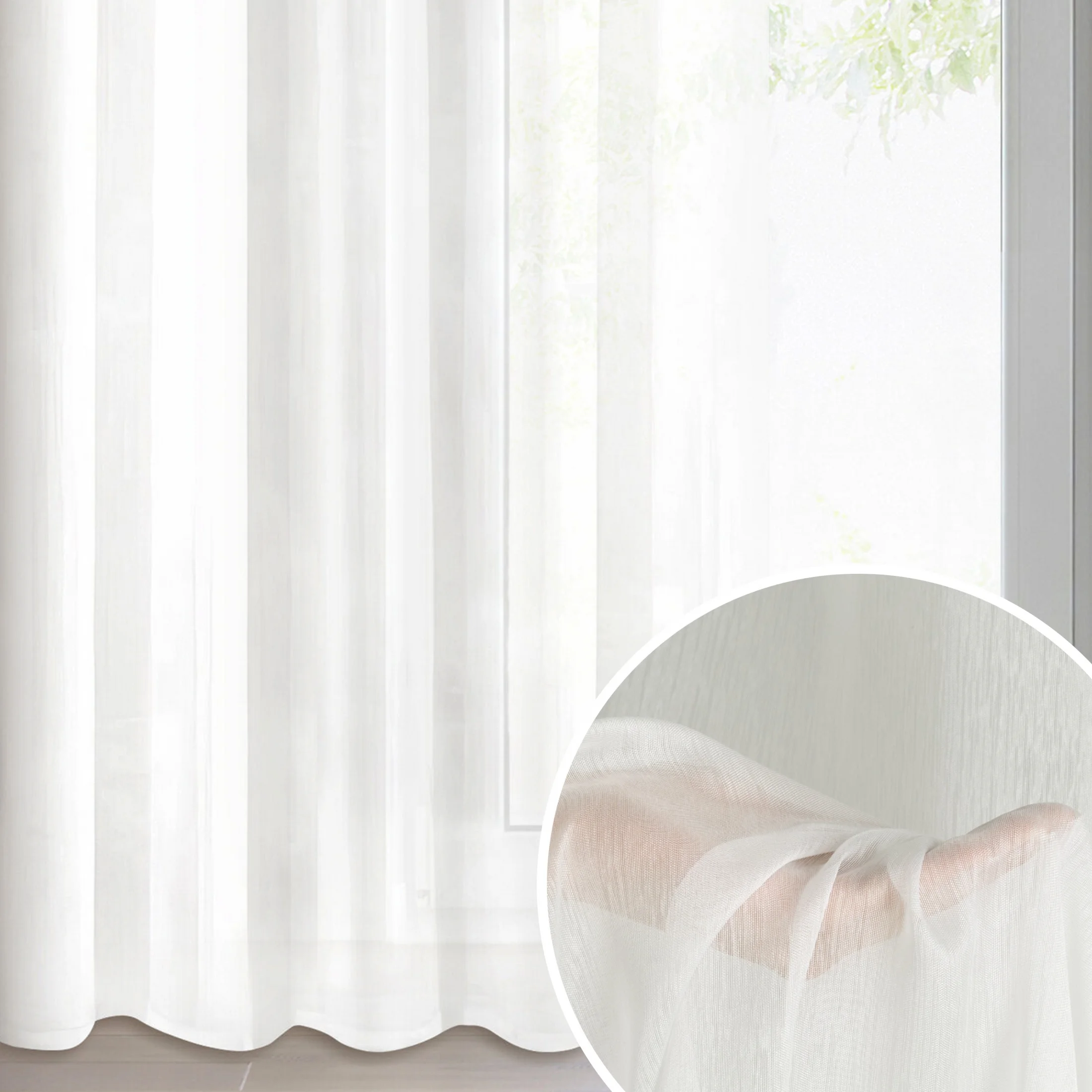 Firana kremowa o strukturze drobnego deszczyku wzór pionowy 350x250 cm taśma REBECCA | eurofirany