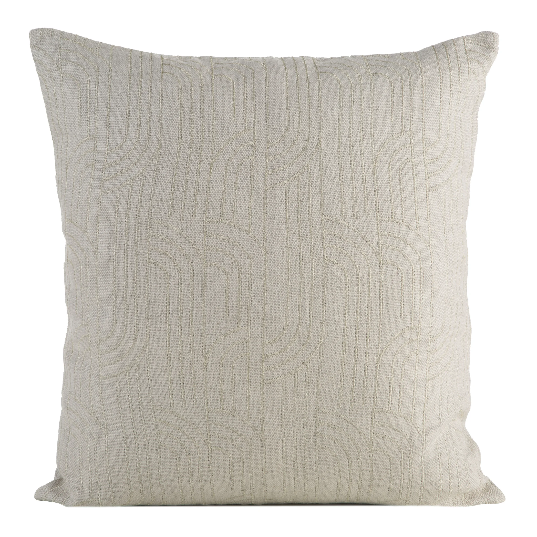 Poszewka na poduszkę 45x45 cm beżowa z złotym geometrycznym haftem MILA | eurofirany