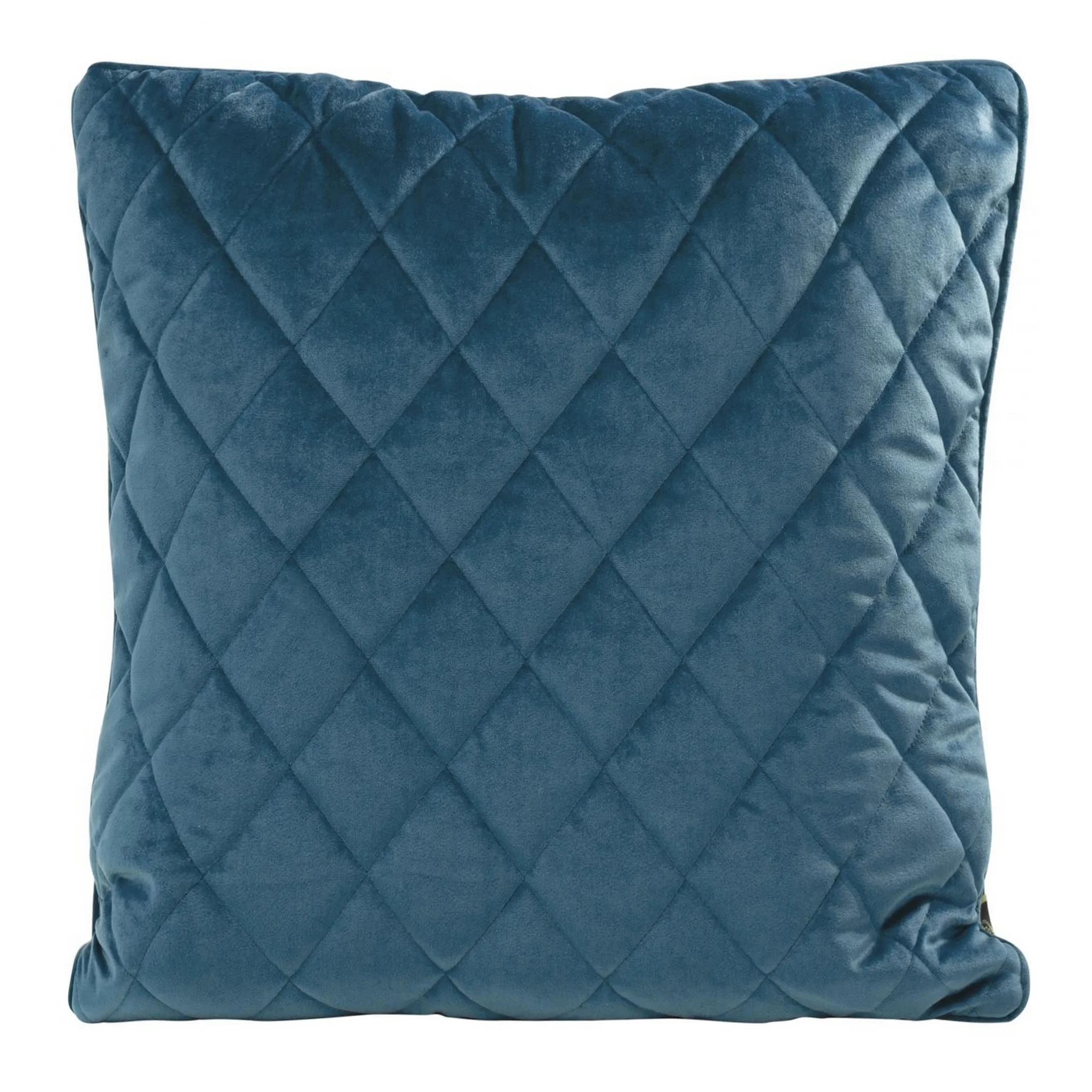 Poszewka na poduszkę 45x45 cm welwetowa, granatowa pikowana we wzór karo z ozdobną wypustką VELVET 27 Eurofirany Premium | eurofirany