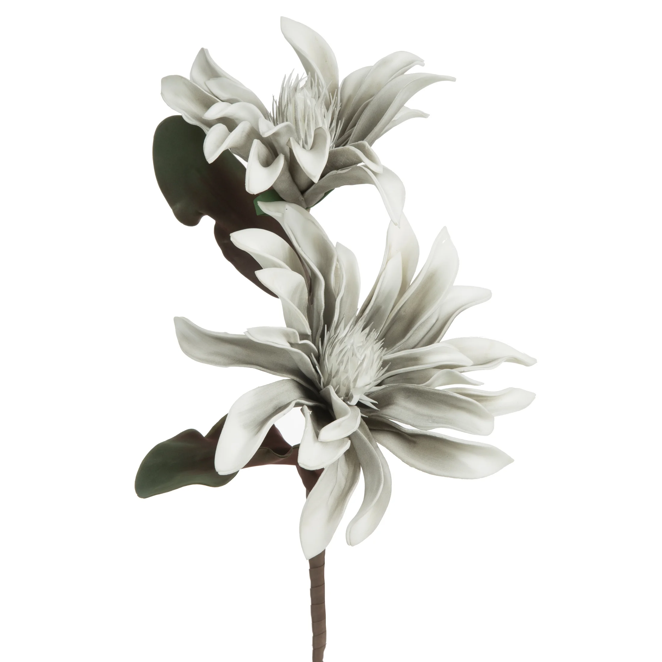 Kwiat sztuczny srebrny z plastycznej pianki foamiran 73 cm