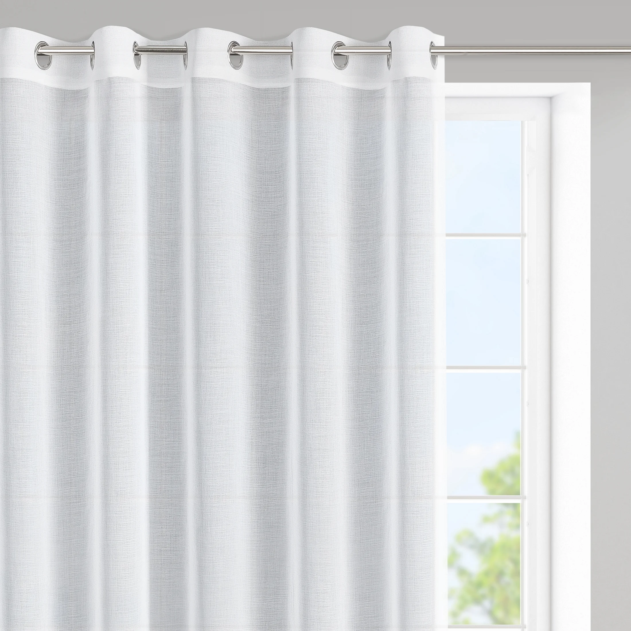 Firana biała z lekkiej i gładkiej matowej etaminy, półtransparentna 350x150 cm przelotka LANA | eurofirany