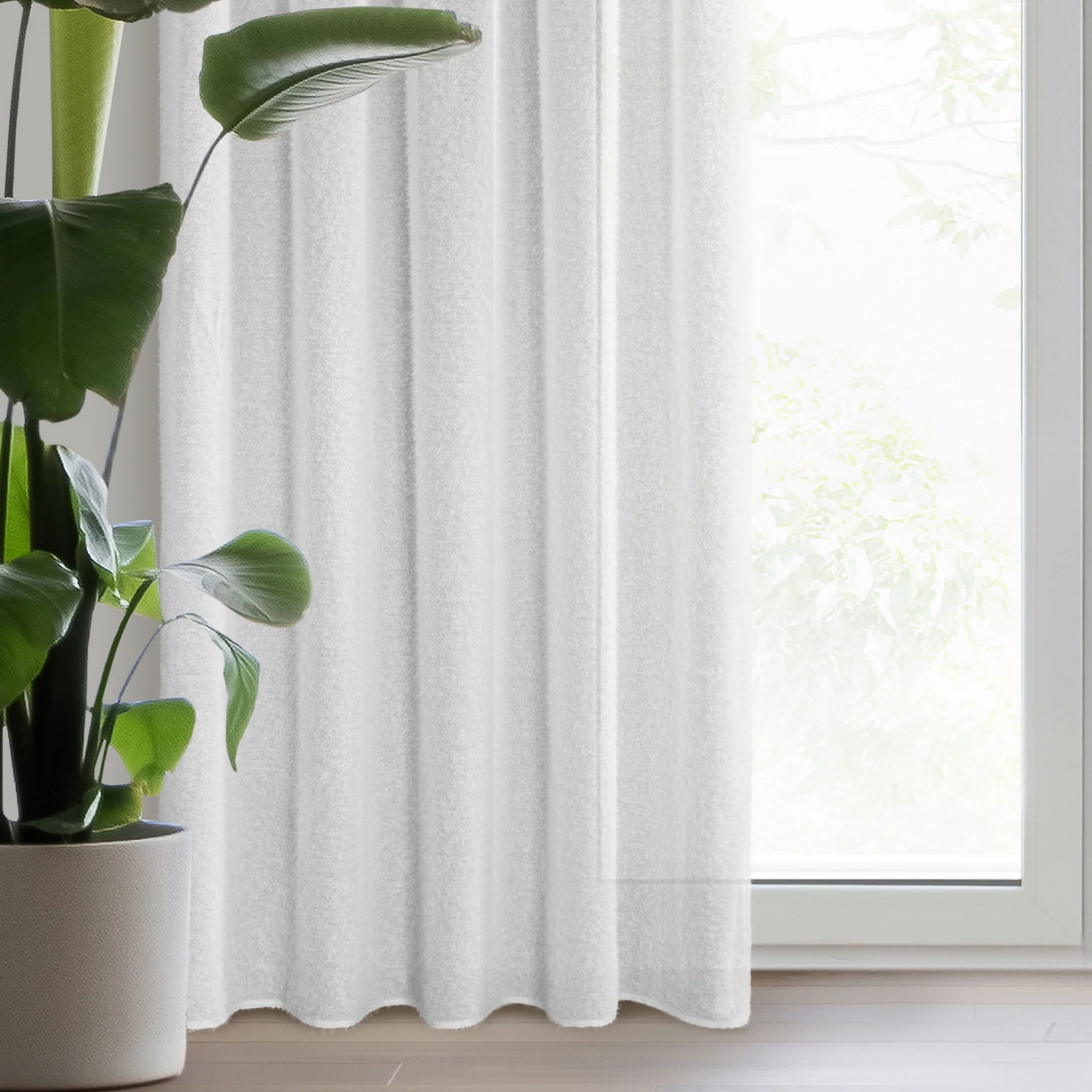 Zasłona biała z moherowej tkaniny 140x270 cm taśma - AGIS | eurofirany