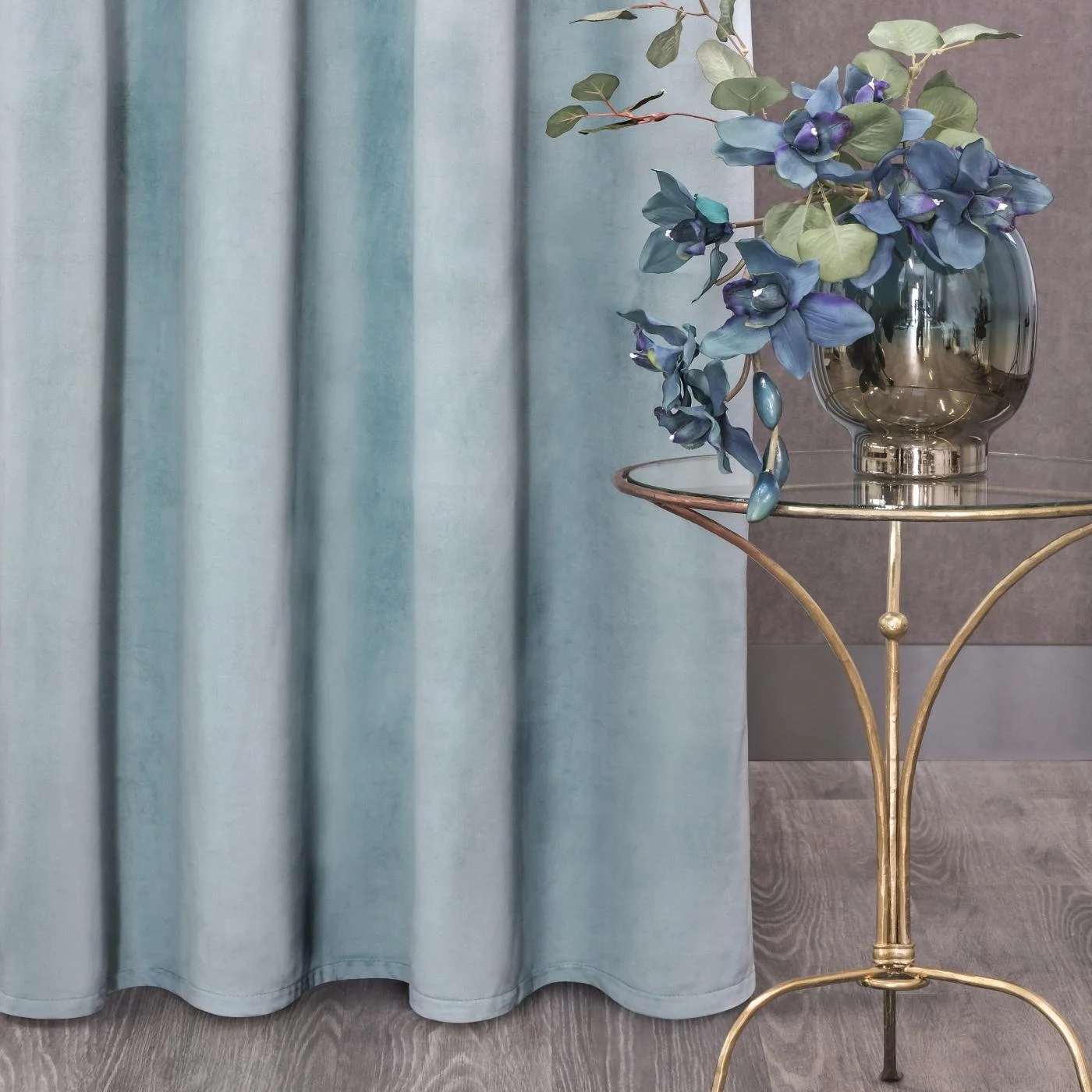 Zasłona morska z matowego welwetu 140x250 cm przelotka - MELANIE | eurofirany