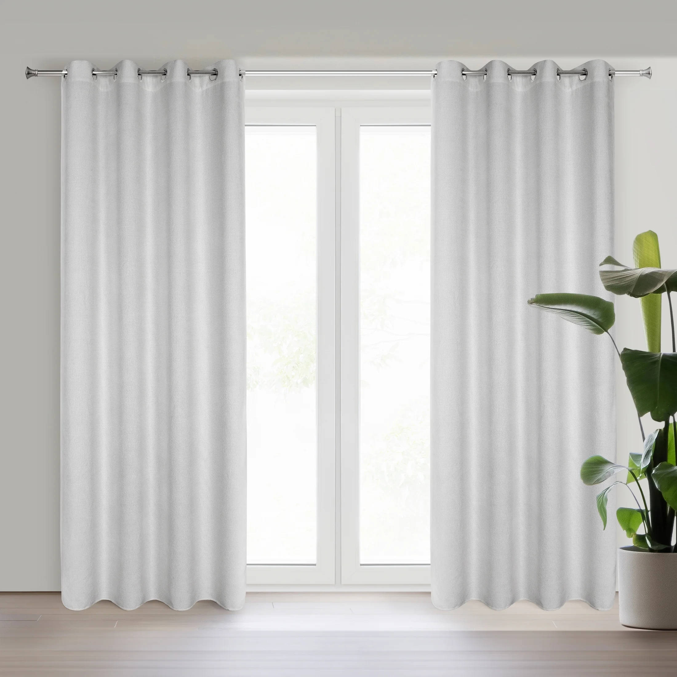 Zasłona srebrna z tkaniny szenilowej 135x250 przelotka - ALETA | eurofirany