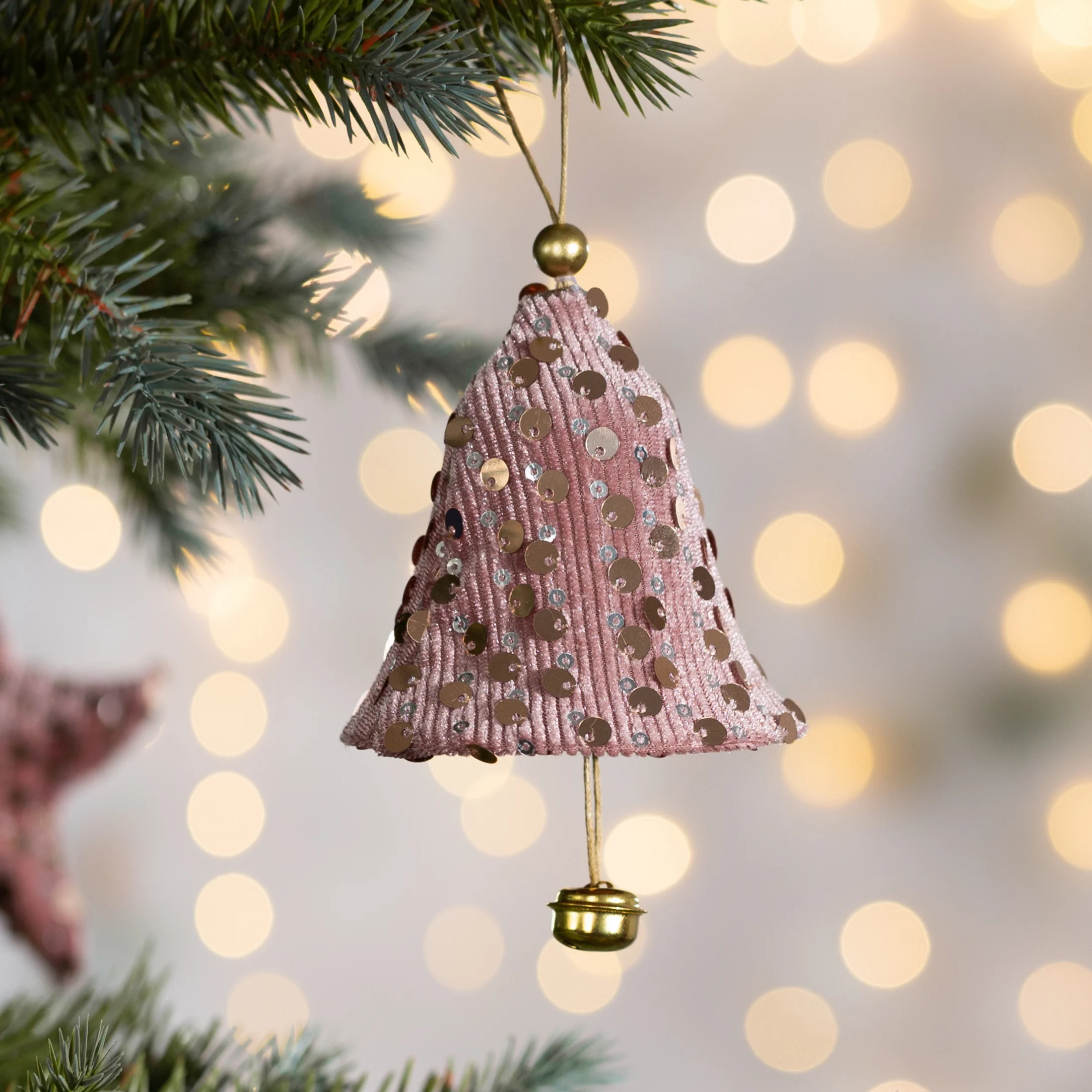 Ozdoba choinkowa DZWONEK z lśniącymi cekinami |