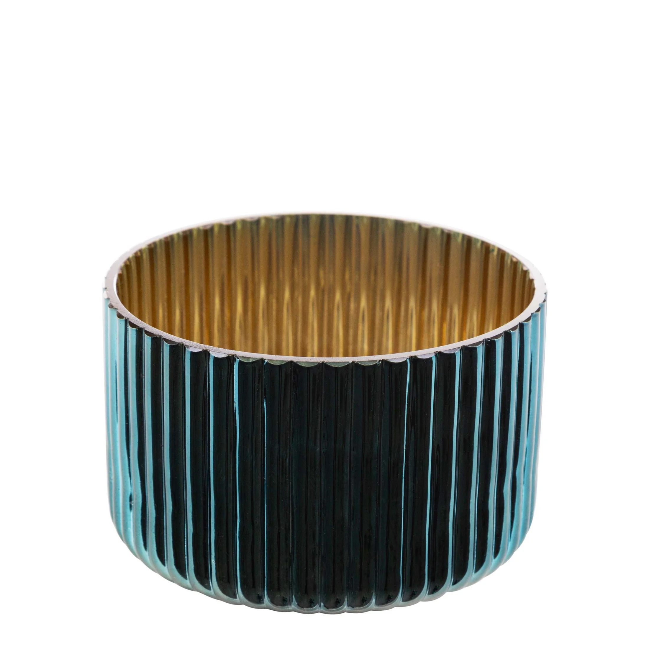 Świecznik ze szkła artystycznego turkusowo-złoty | eurofirany