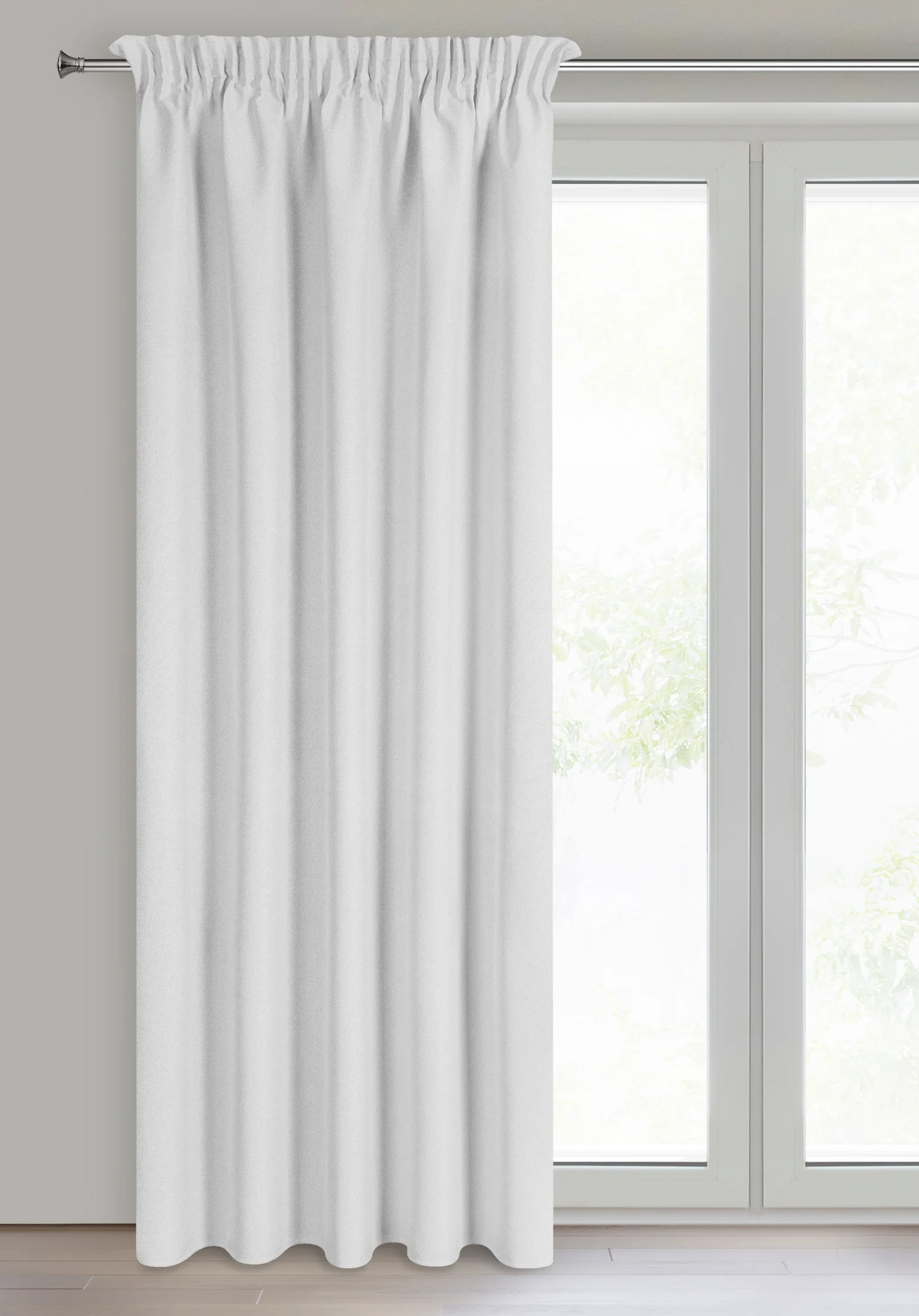 Zasłona srebrna 100% zaciemniająca z tkaniny typu - BLACKOUT 135x270 cm taśma - SUZAN