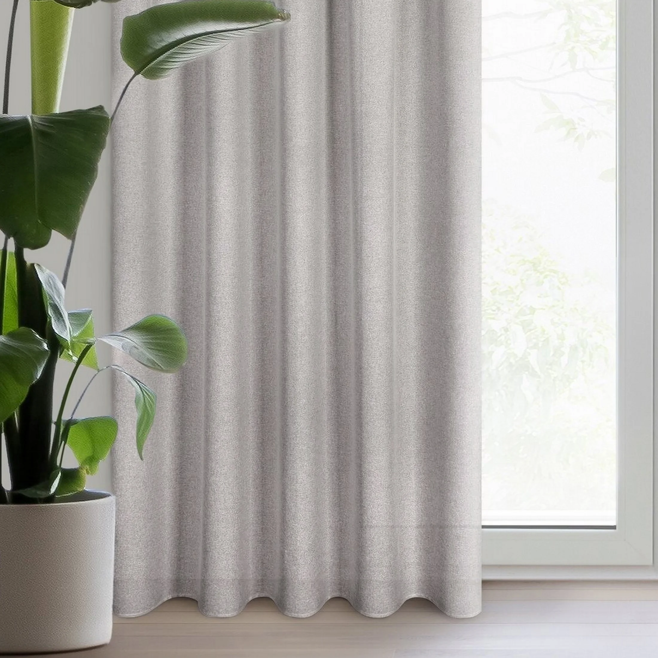 Zasłona ciemnobeżowa w stylu eko 140x270 taśma ERIS | eurofirany