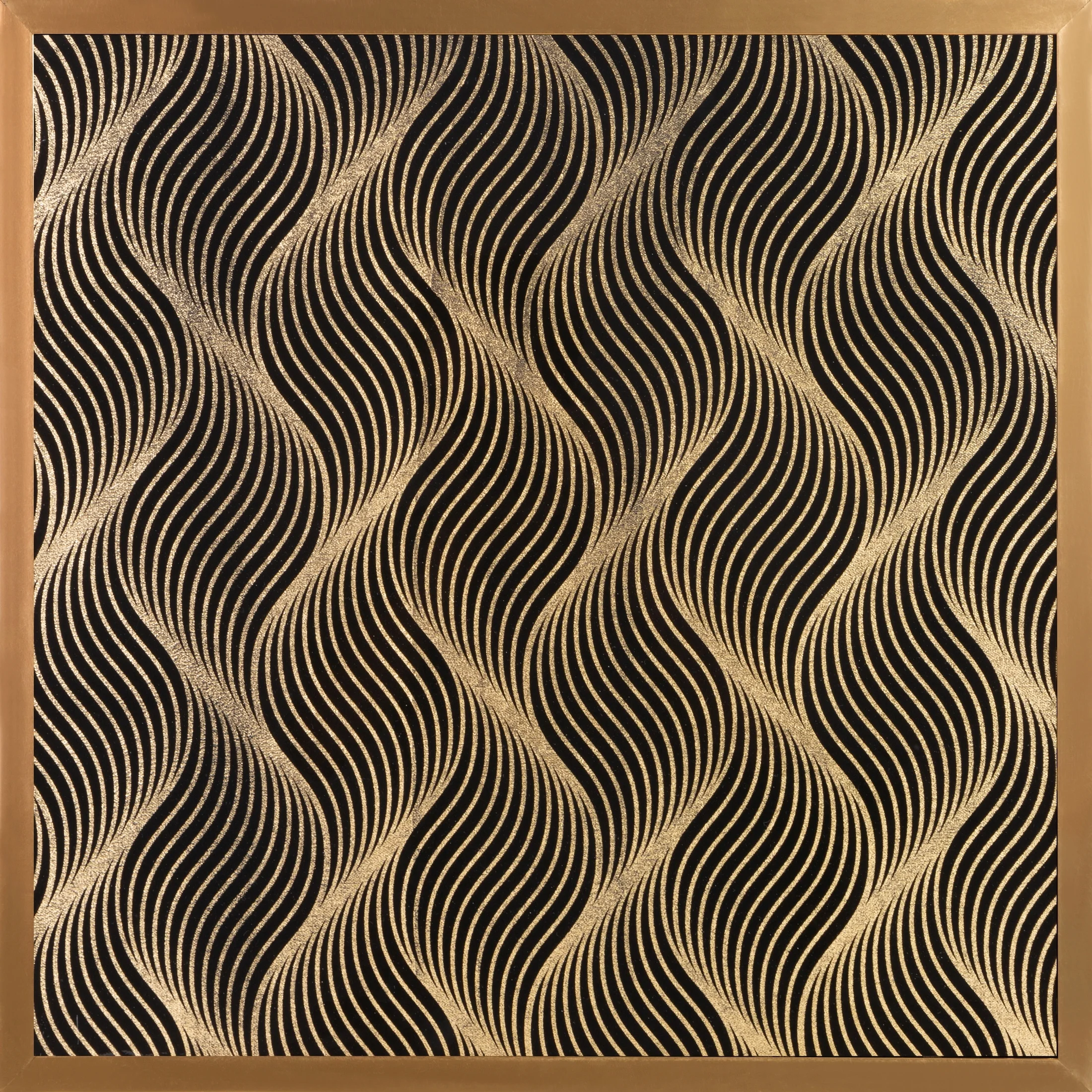 Obraz geometryczny czarny z błyszczącym nadrukiem w złotej ramie 53x53 cm VICTORIA 3 LIMITED COLLECTION | eurofirany