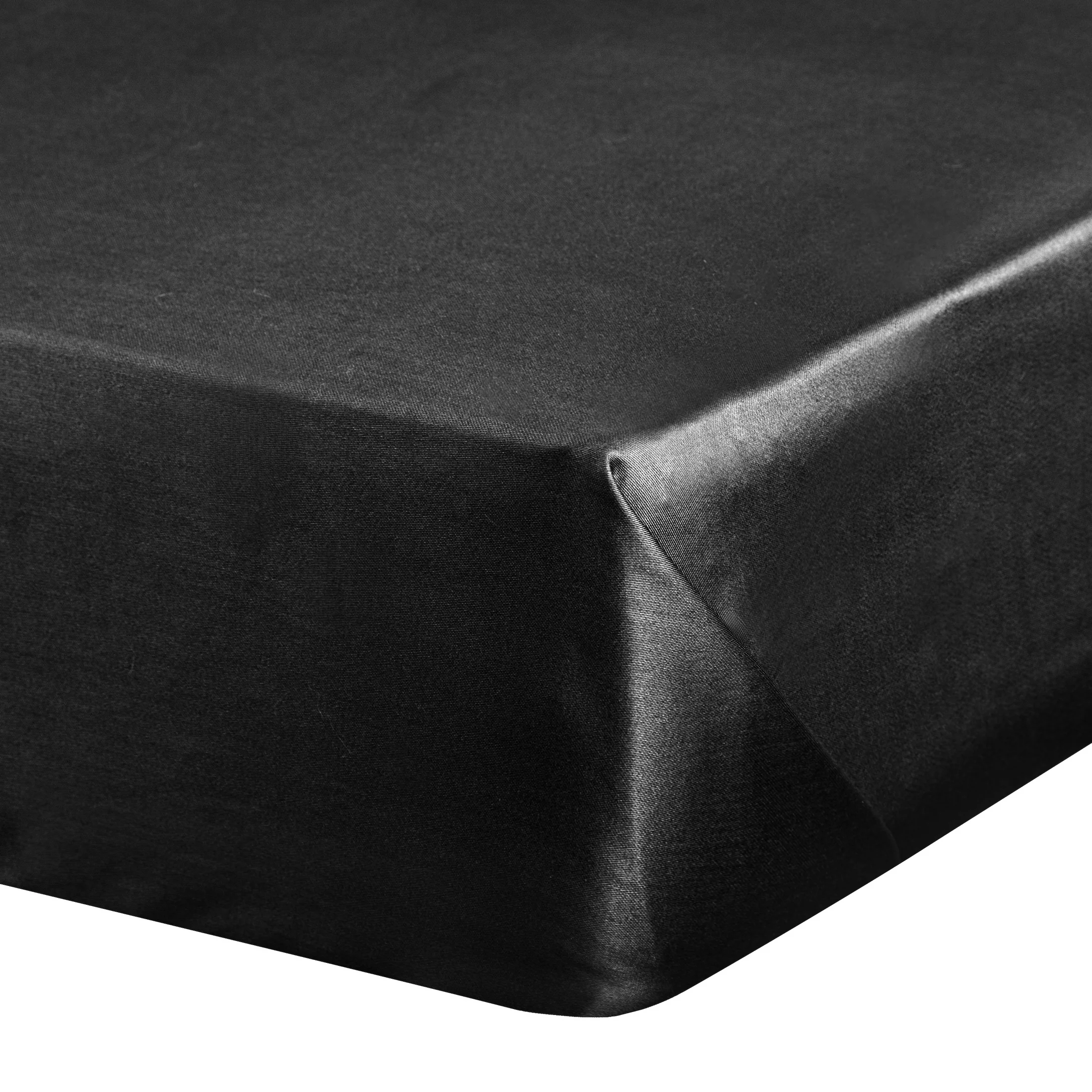 Prześcieradło bez gumki 160x210 cm z satyny bawełnianej kolor czarny 125 g/m2 DINA Diva Line | eurofirany