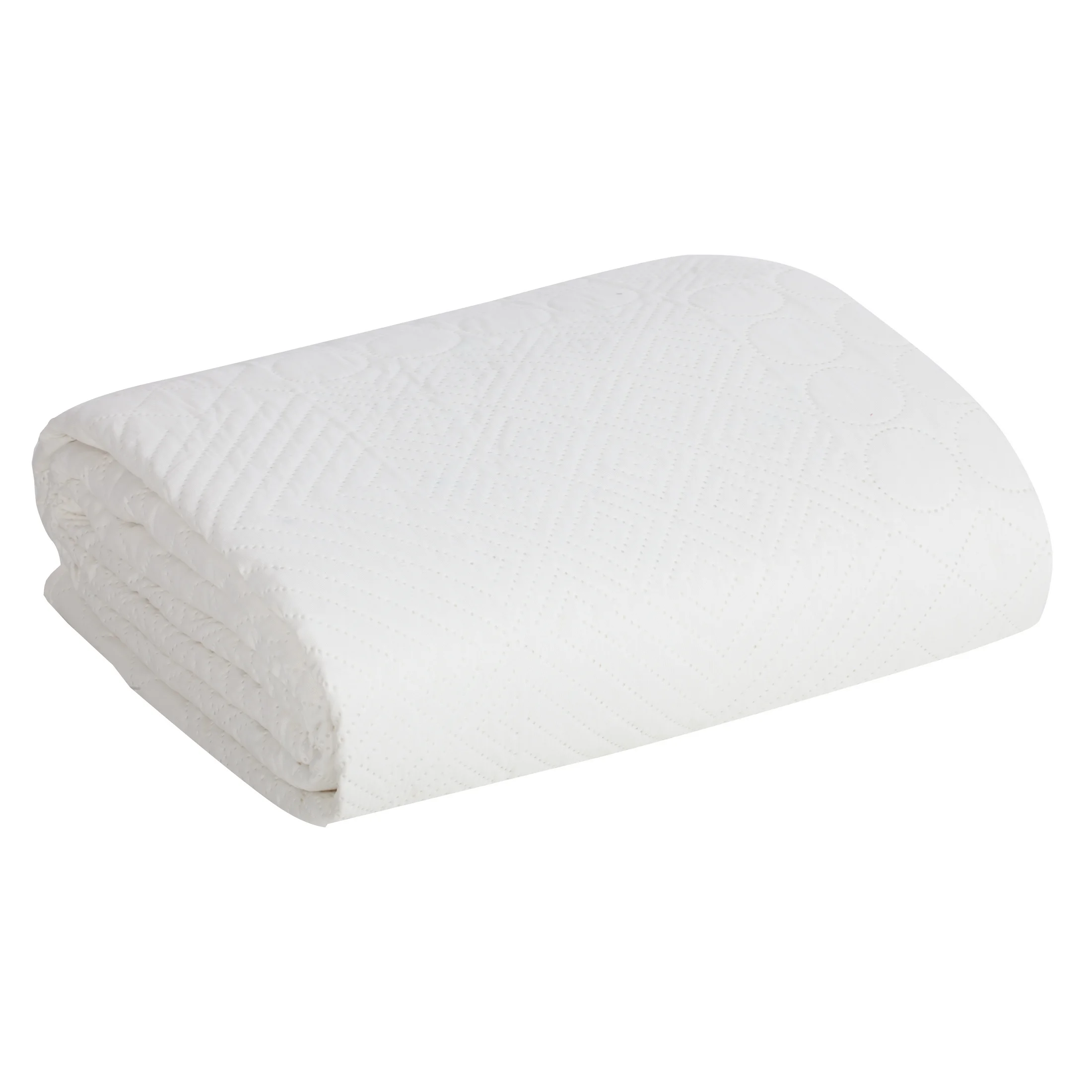 Narzuta biała 170x210 cm z patchworkowym motywem wytłaczanym techniką hot press BONI 5 Design 91