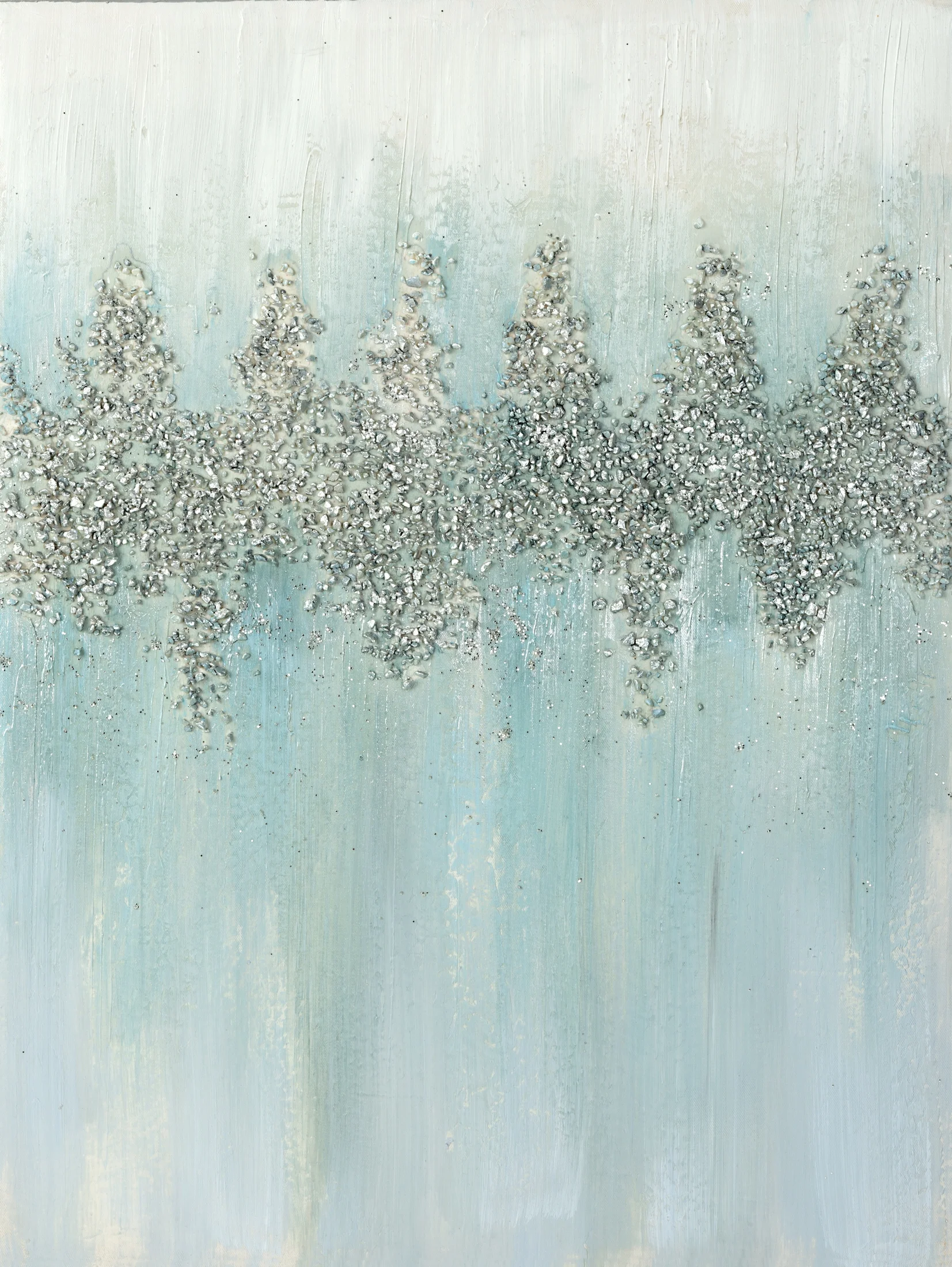 Obraz ABSTRACT ręcznie malowany na płótnie, z drobnymi srebrnymi kamykami i brokatem | eurofirany
