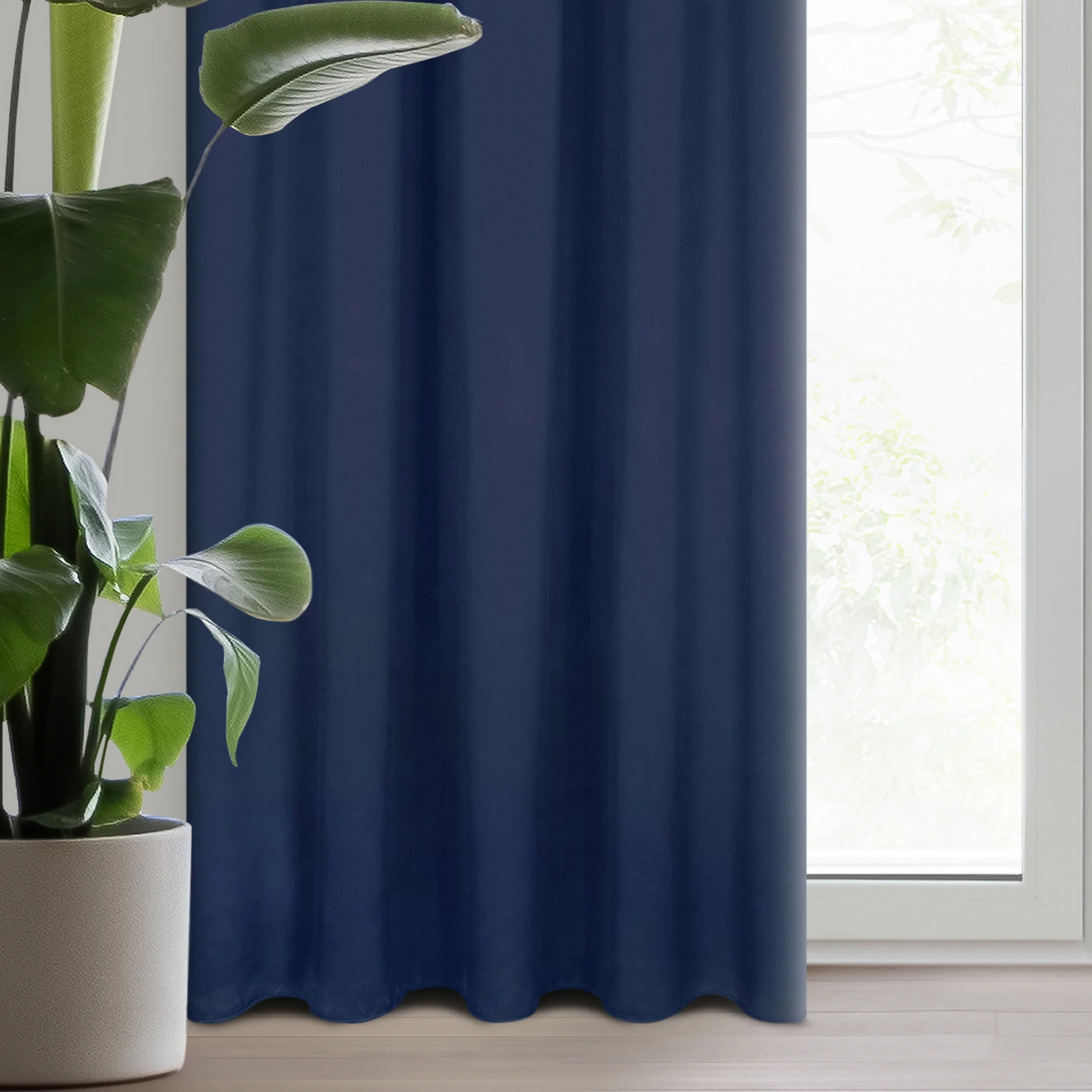 Zasłona granatowa z gładkiej tkaniny zaciemniającej typu - BLACKOUT 135x270 cm taśma - PARISA - Design 91 | eurofirany