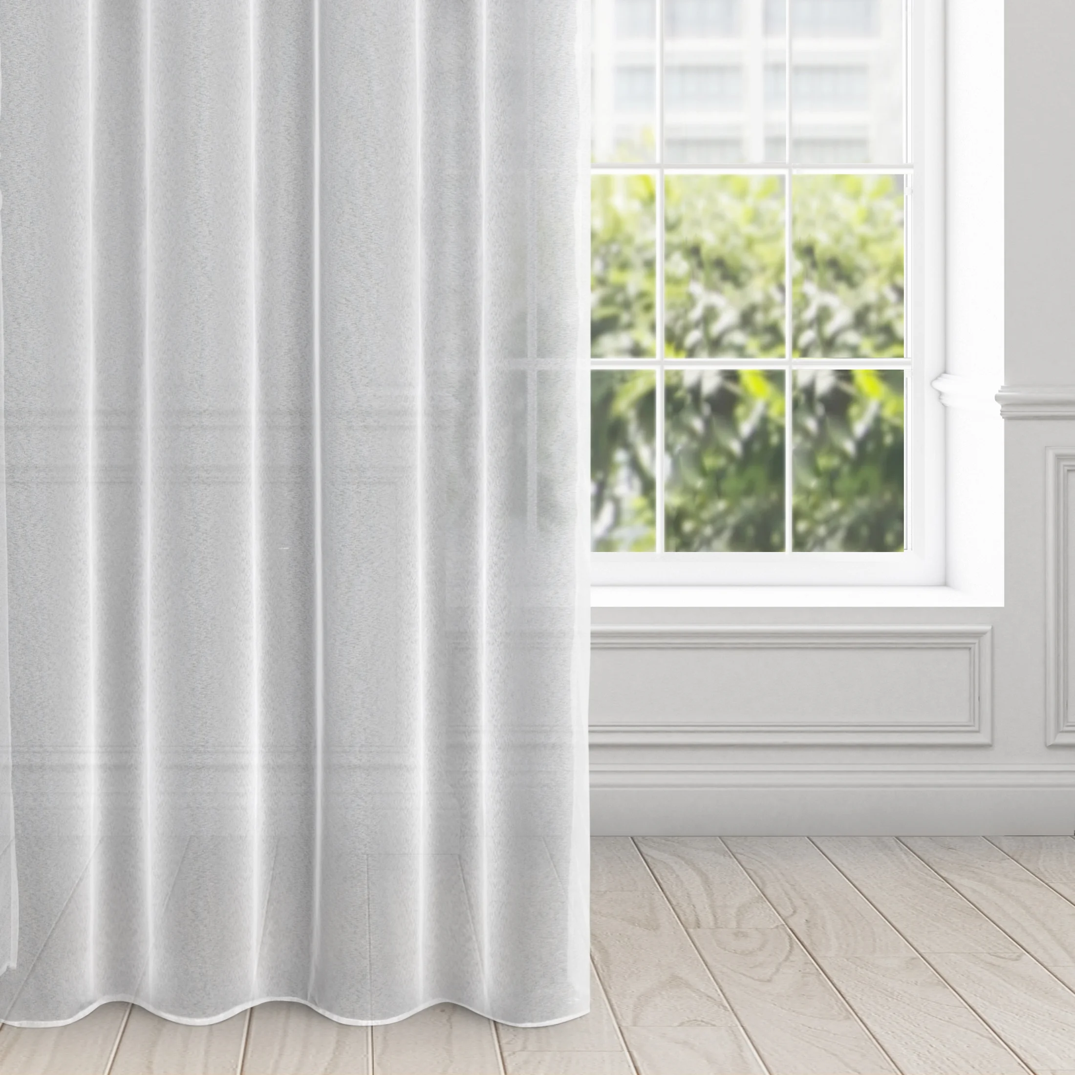 Firana biała z gładkiej tkaniny o strukturze drobnej siateczki 140x250 cm przelotka TAMINA | eurofirany