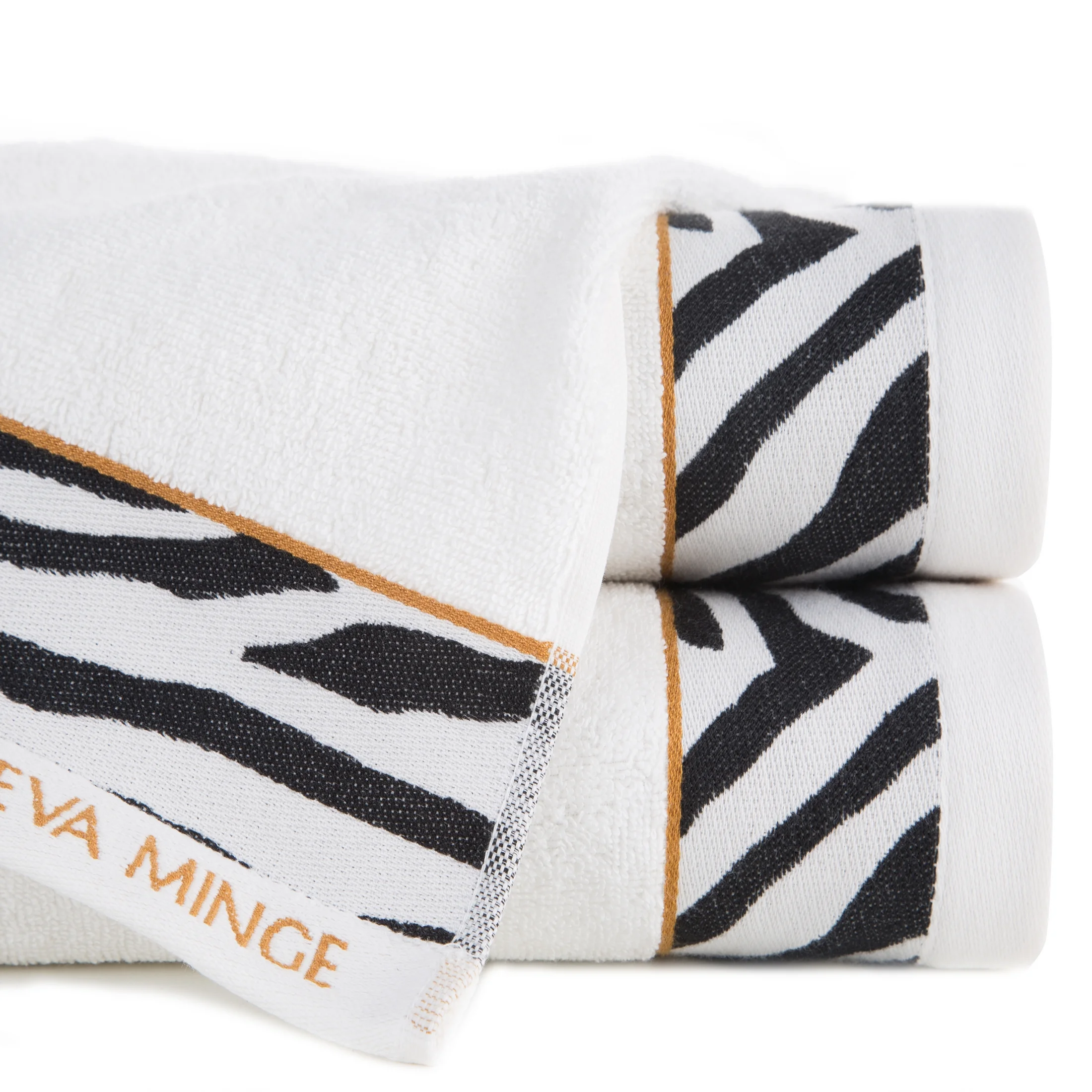 Ręcznik do rąk 30x50 cm bawełniany kolor kremowy,czarny z designerską bordiurą 500 g/m2 EVA 22 Eva Minge