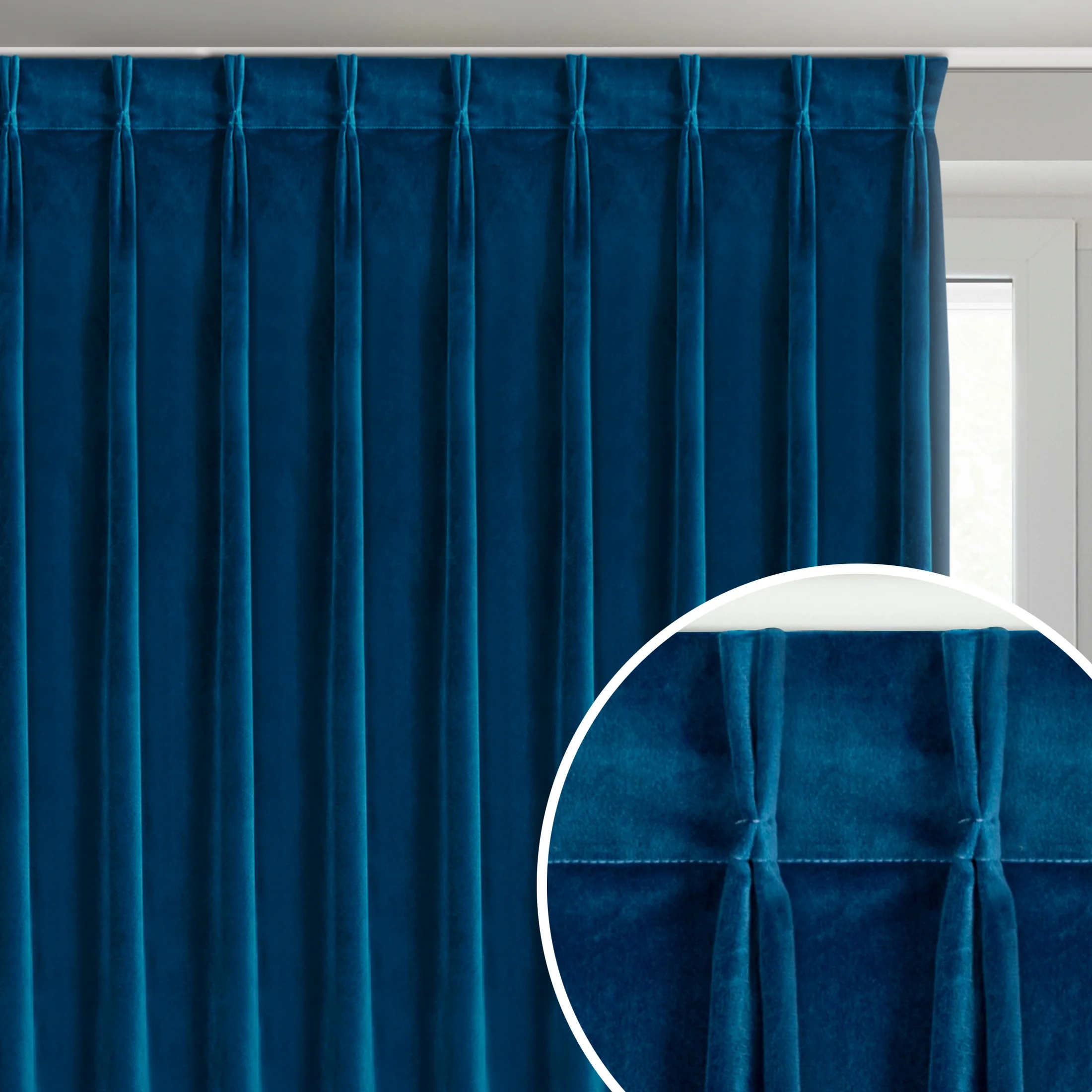 Zasłona granatowa z welwetowej tkaniny 125x270 cm (wymiar podany na gotowo) system flex - MELANIE | eurofirany