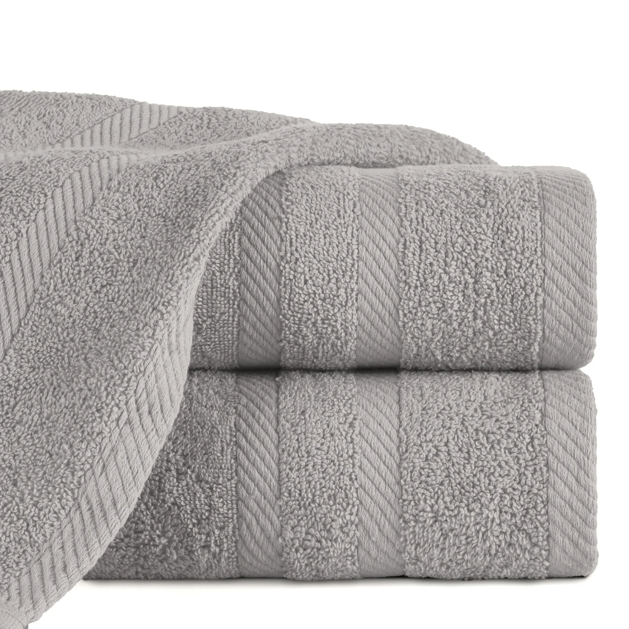 Ręcznik kąpielowy 100x150 cm bawełniany kolor srebrny z ozdobną bordiurą 500 g/m2 MILO