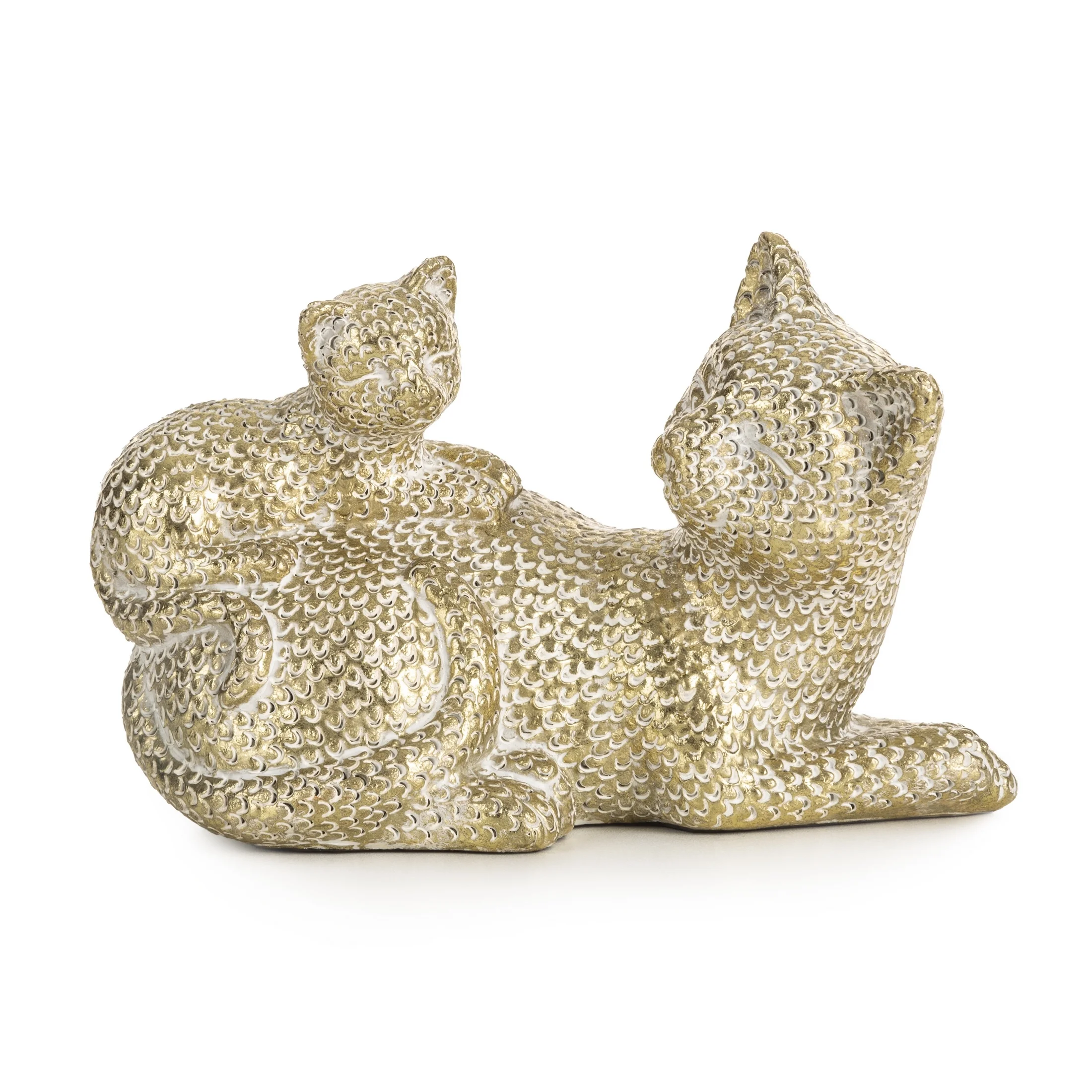 Kotki - figurka dekoracyjna ELVIN o drobnym strukturalnym wzorze łuski, szampańska | eurofirany