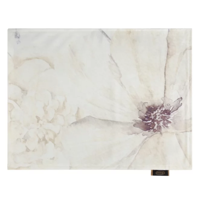 Komplet podkładek 4 szt 30x40 cm kremowo, beżowy dwustronnych, welwetowych VELVET 6 zdobionych kwiatami