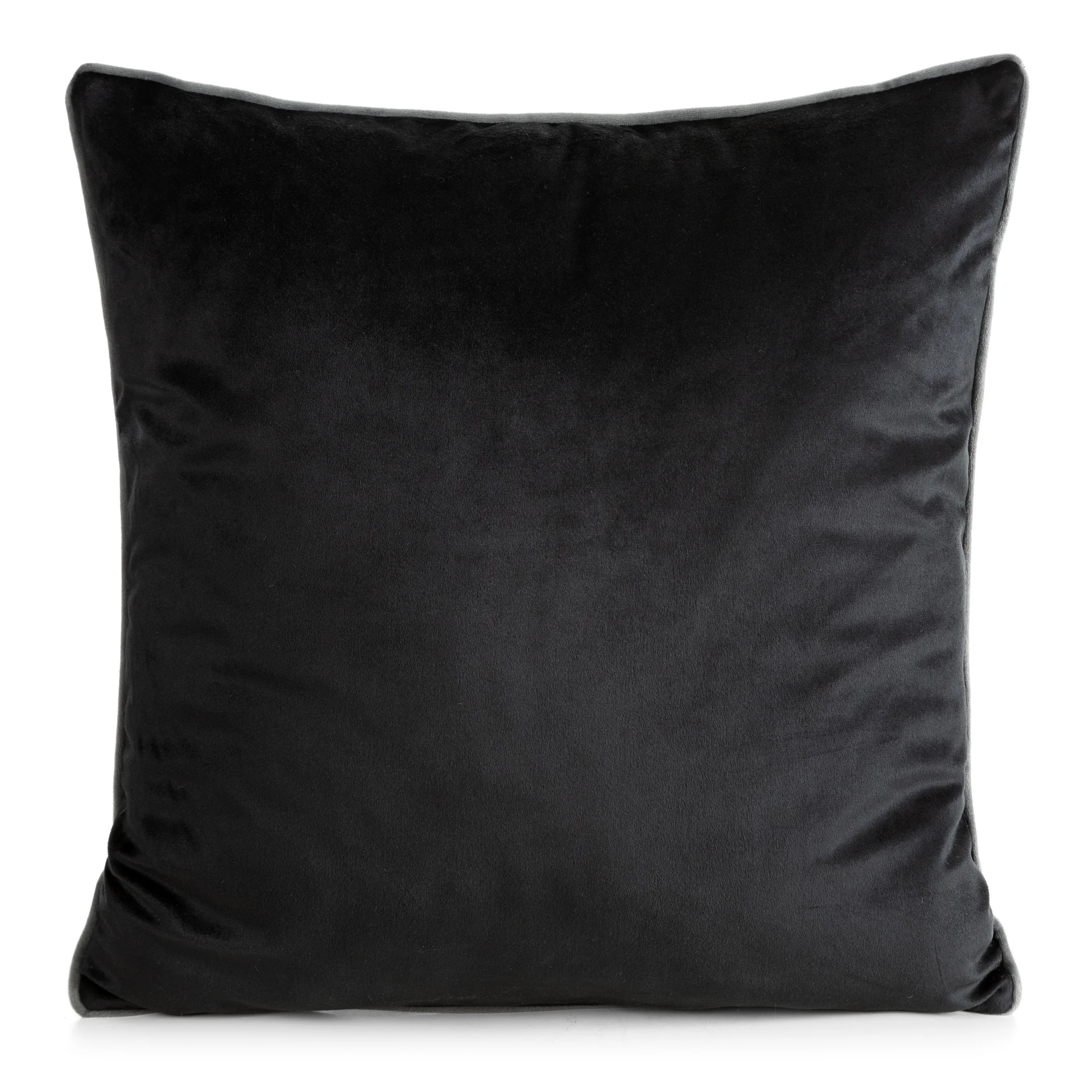 Poszewka na poduszkę 45x45 cm welwetowa kolor czarny o delikatnym połysku z ozdobną lamówką GAJA 2 | eurofirany