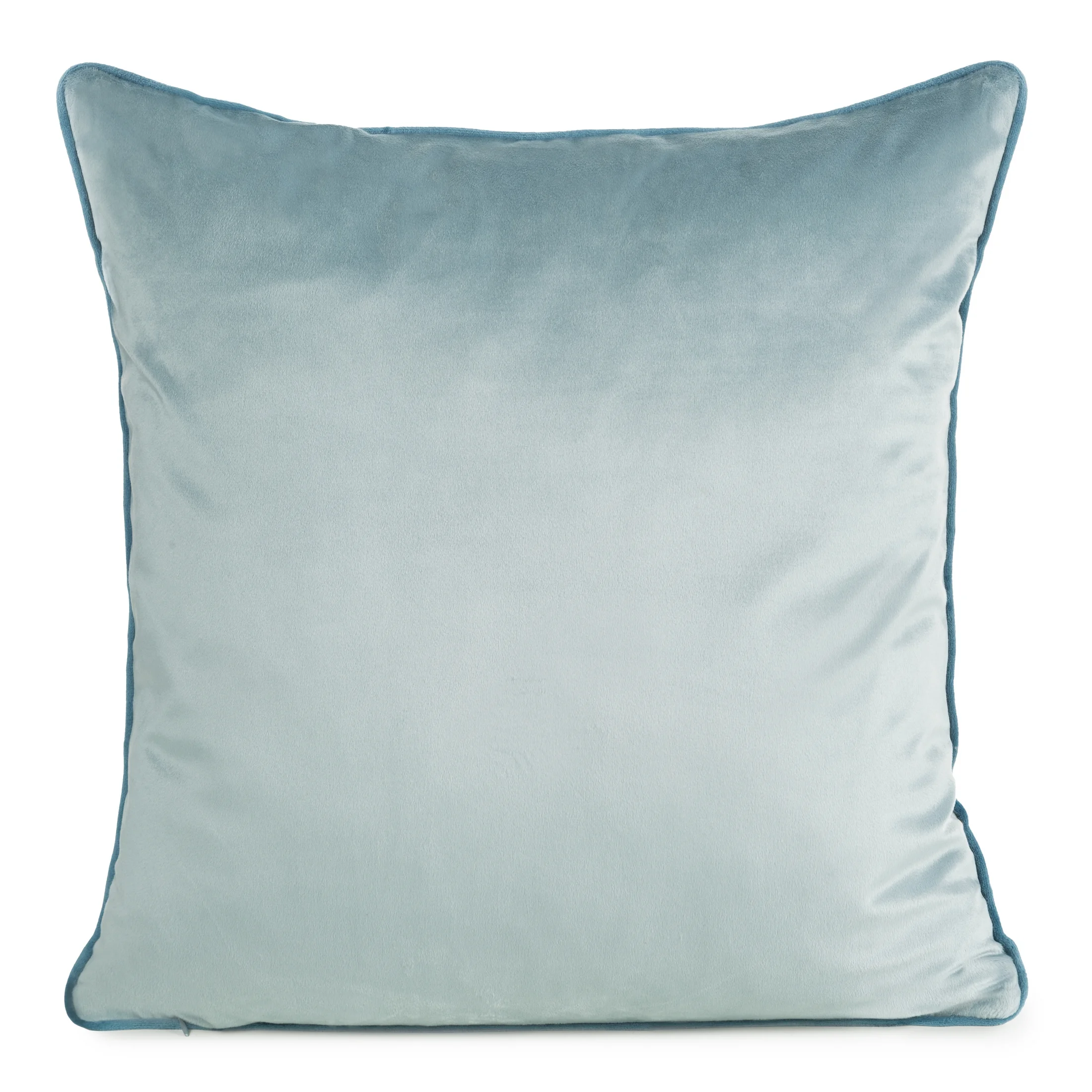 Poszewka na poduszkę 45x45 cm welwetowa kolor morski o delikatnym połysku z ozdobną lamówką GAJA 2 | eurofirany