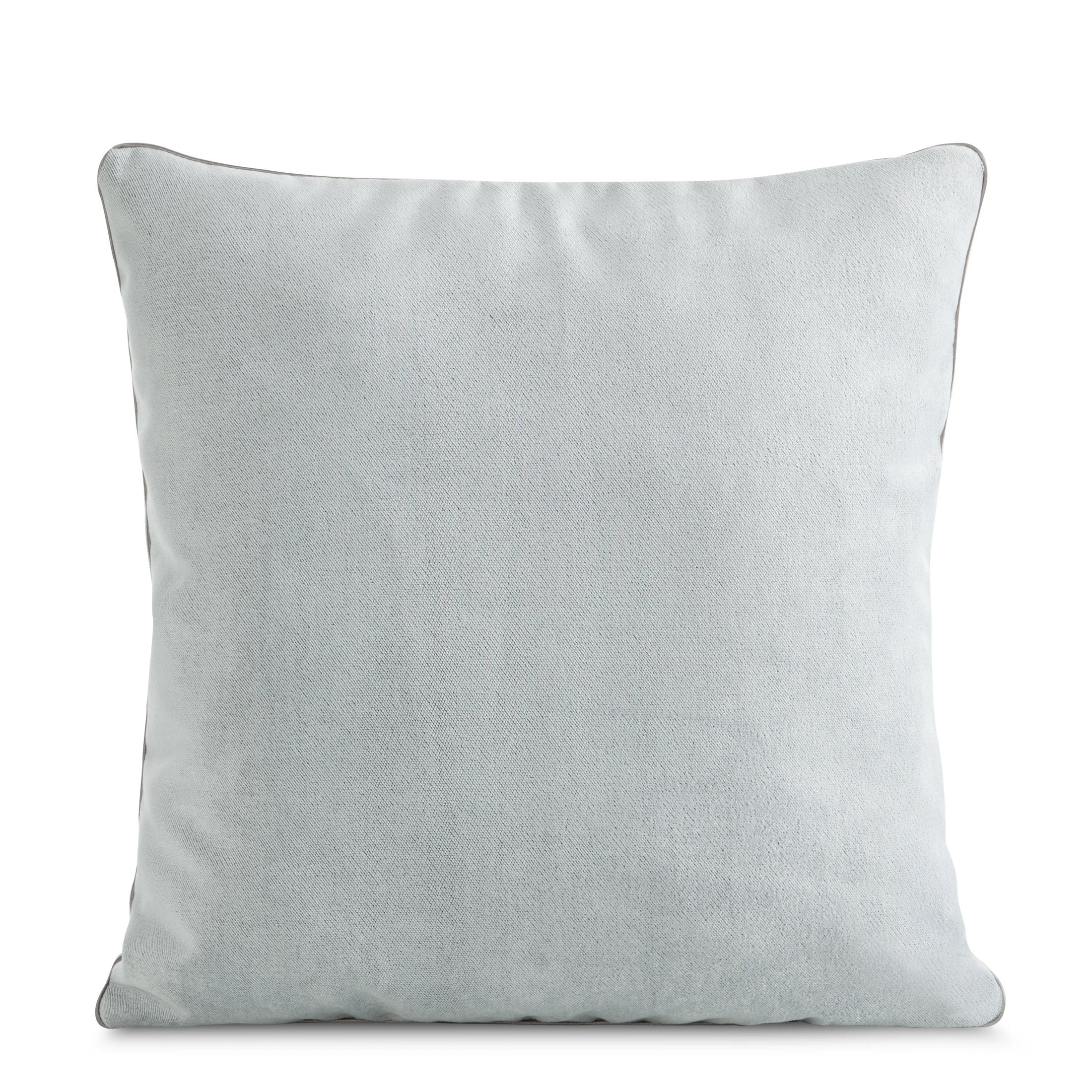 Komplet poszewek na poduszkę 2 szt 40x40 cm welwetowych srebrnych z ozdobną wypustką | eurofirany