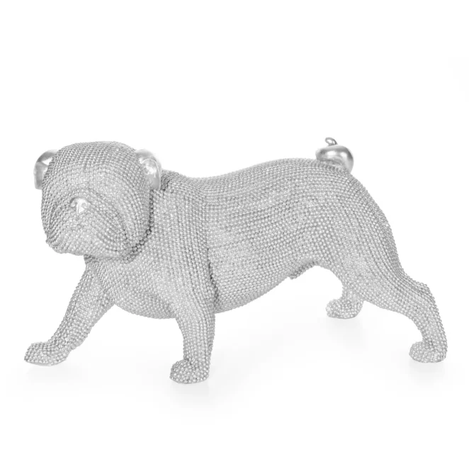 Figurka srebrna pies o drobnym strukturalnym wzorze 28x14x17cm ELDO 1