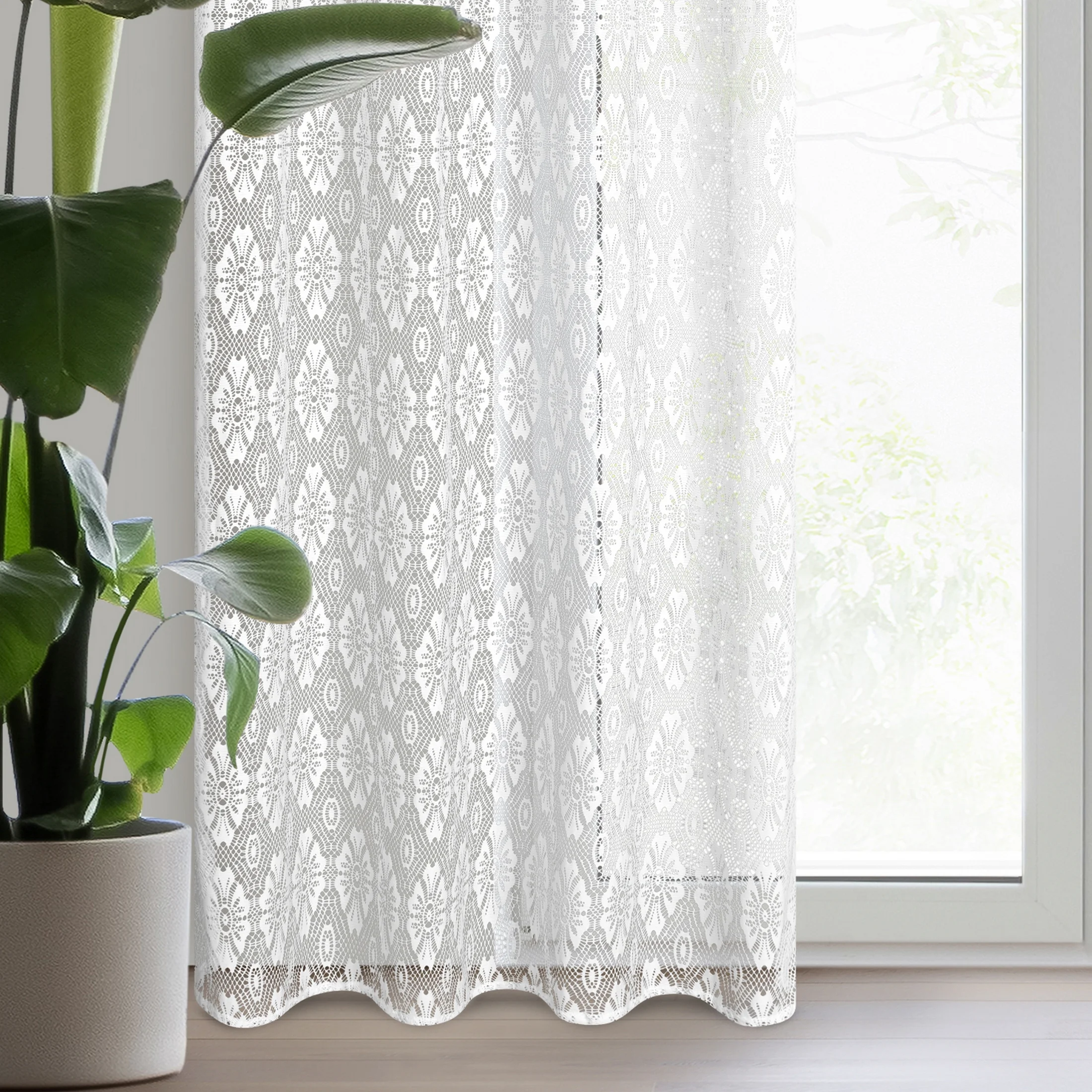 Firana biała w stylu boho 140x250 cm przelotka IGA