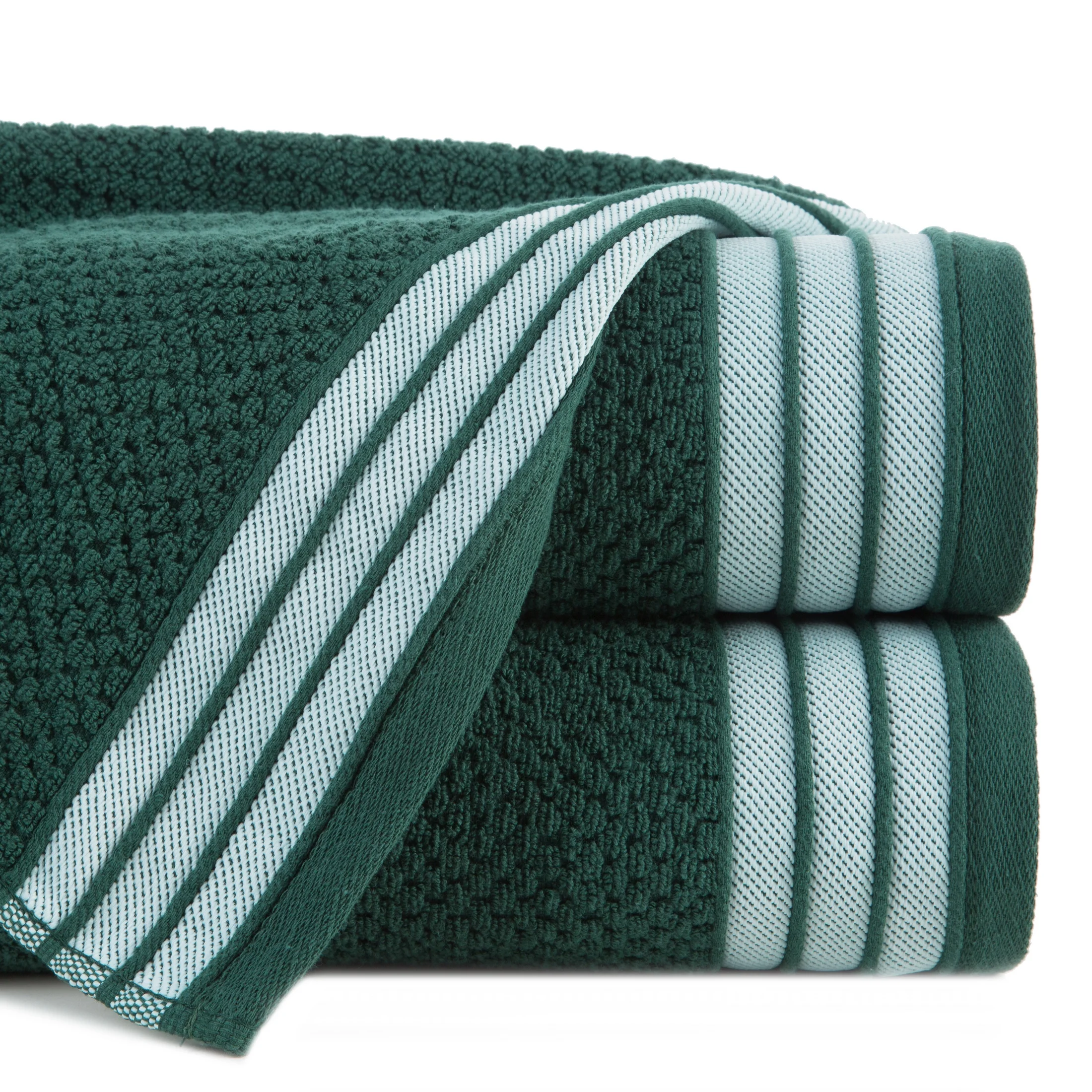 Ręcznik kąpielowy 70x140 cm bawełniany kolor ciemnozielony w pasy 500 g/m2 MADLEN