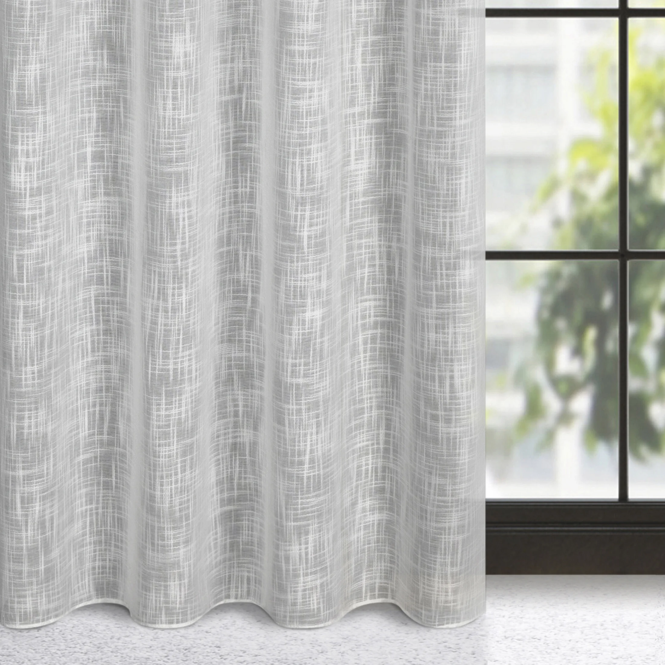 Zasłona szara o płóciennym splocie w stylu eko 140x250 cm przelotka - LIREN | eurofirany