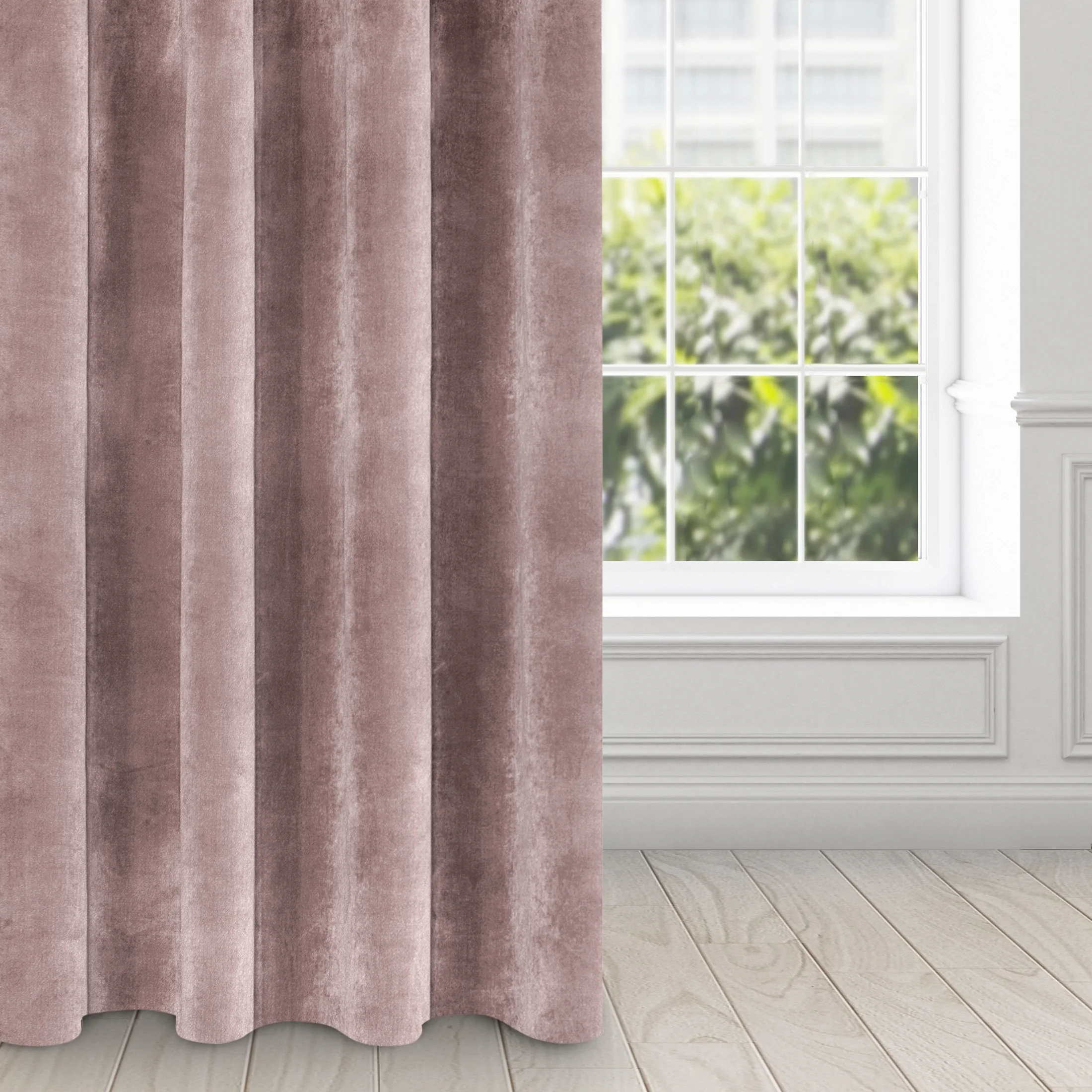 Zasłona pudrowo różowa z ekskluzywnego aksamitnego welwetu 290 g/m2 140x250 cm 10 szt. przelotek - RIA - Diva Line | eurofirany