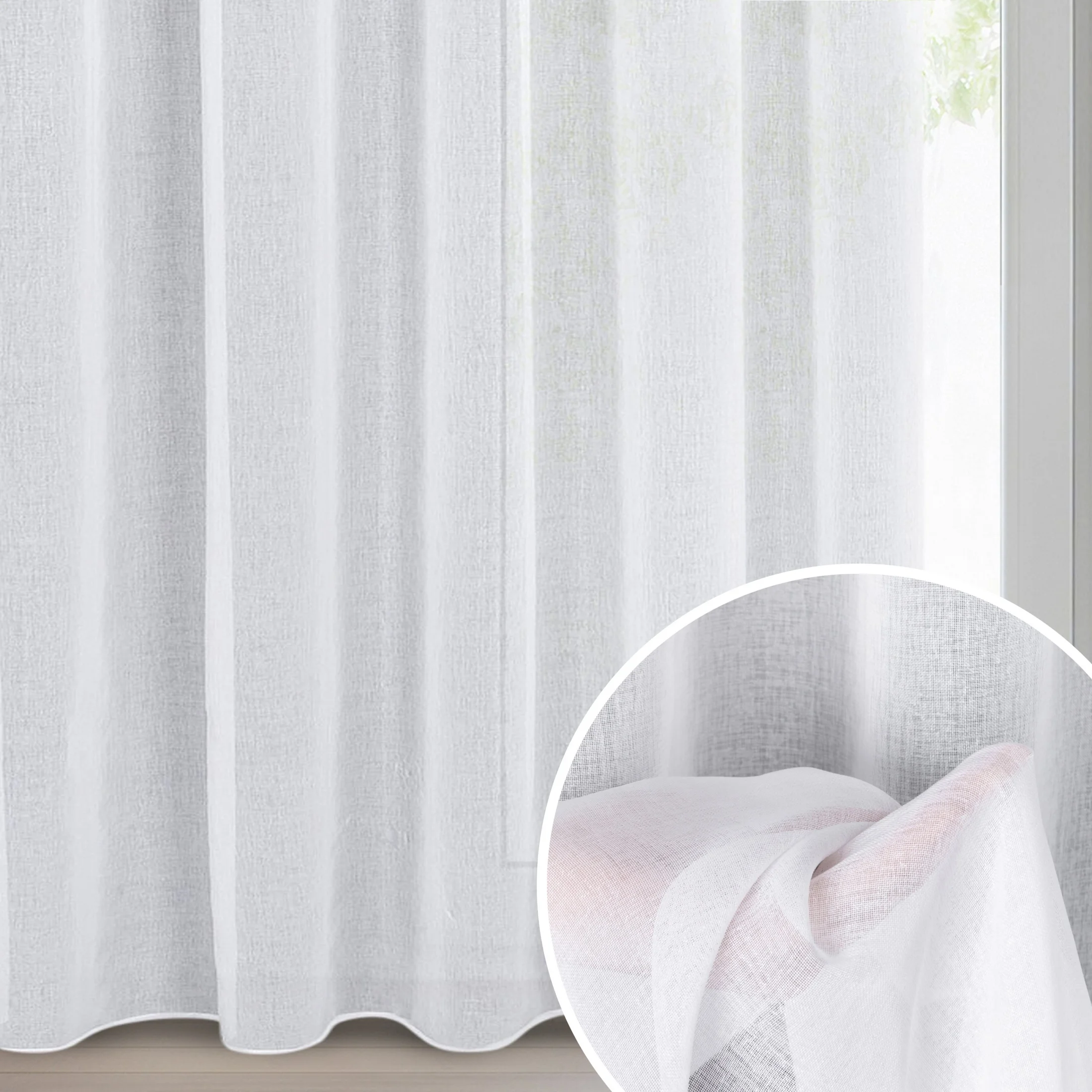 Firana biała z gładkiej matowej etaminy 350x250 cm taśma ELPIDIA | eurofirany