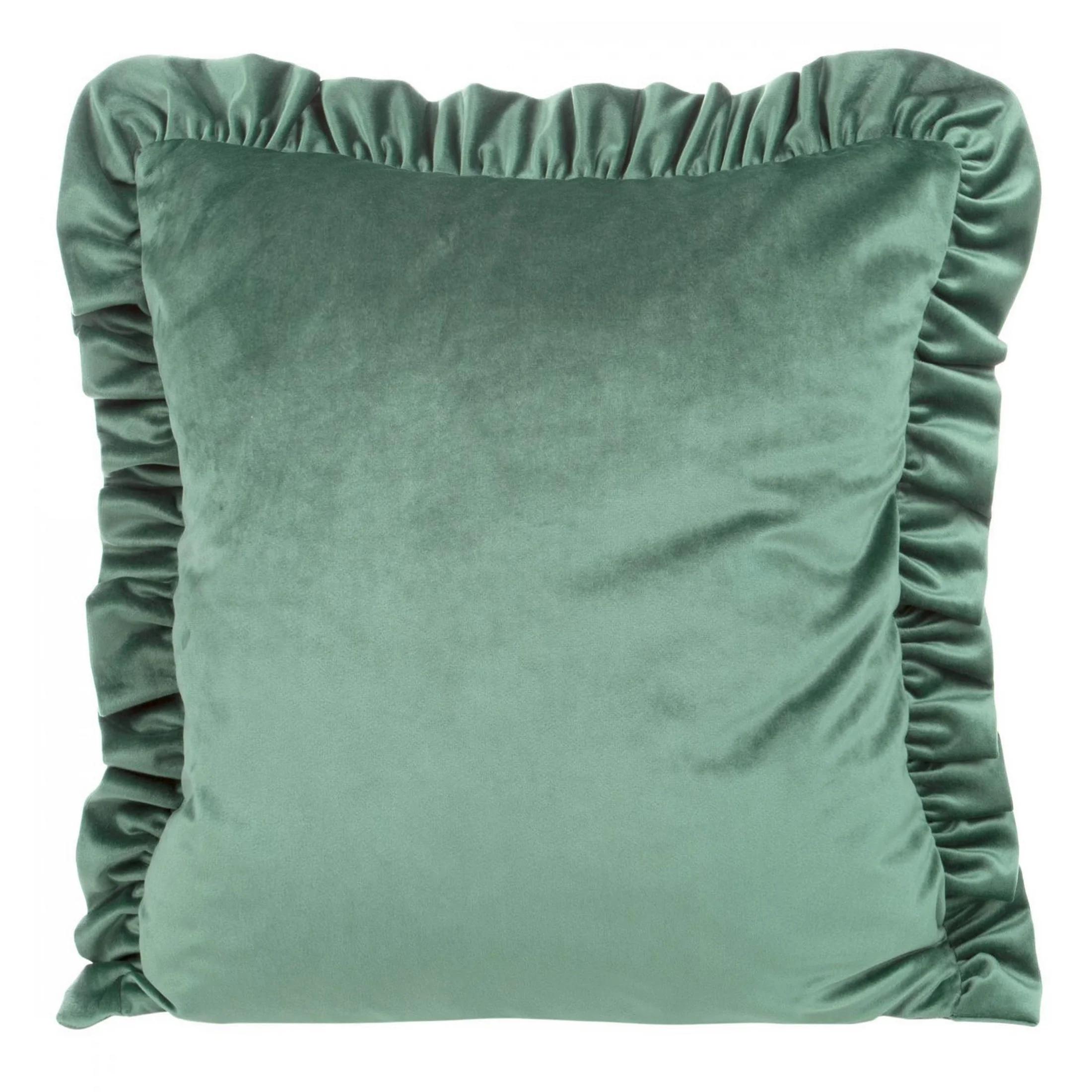 Poszewka na poduszkę 45x45 cm welwetowa kolor miętowy zdobiona na brzegach falbanami VELVET 25 Eurofirany Premium | eurofirany