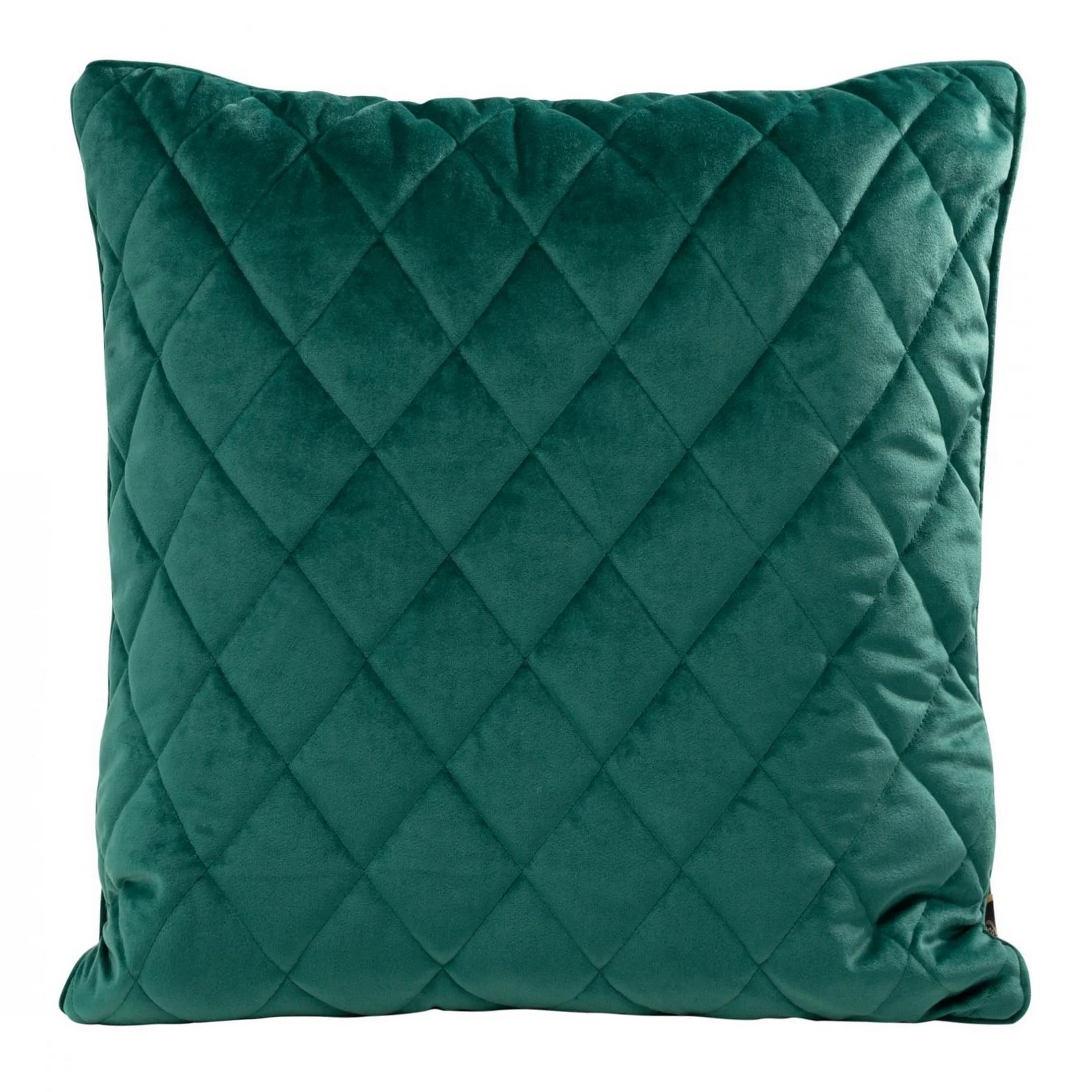 Poszewka na poduszkę 45x45 cm welwetowa, ciemnoturkusowa pikowana we wzór karo z ozdobną wypustką VELVET 27 Eurofirany Premium | eurofirany