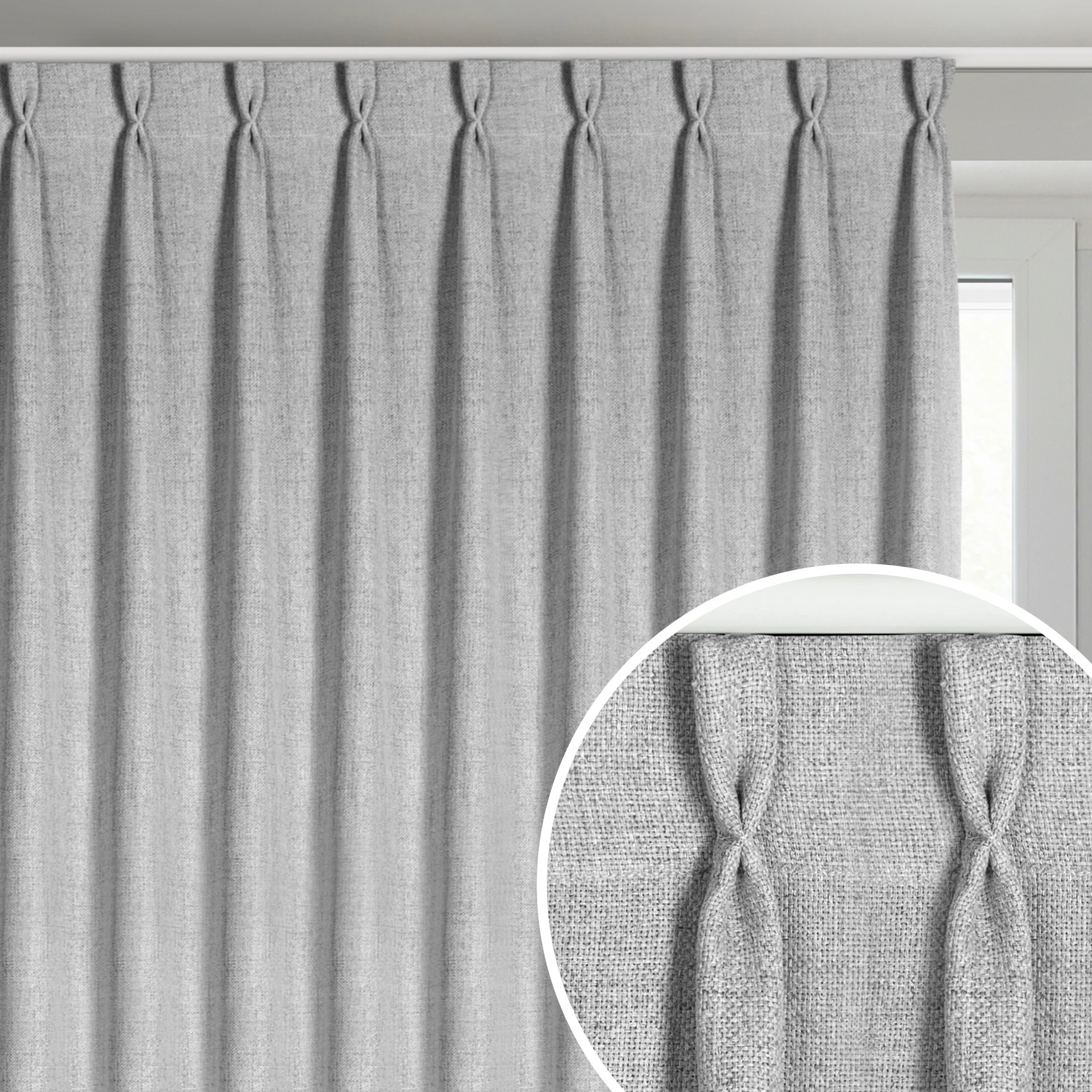 Zasłona srebrna o płóciennym splocie z efektem melanżu 80x270 cm (wymiar podany na gotowo) system flex - JULA | eurofirany