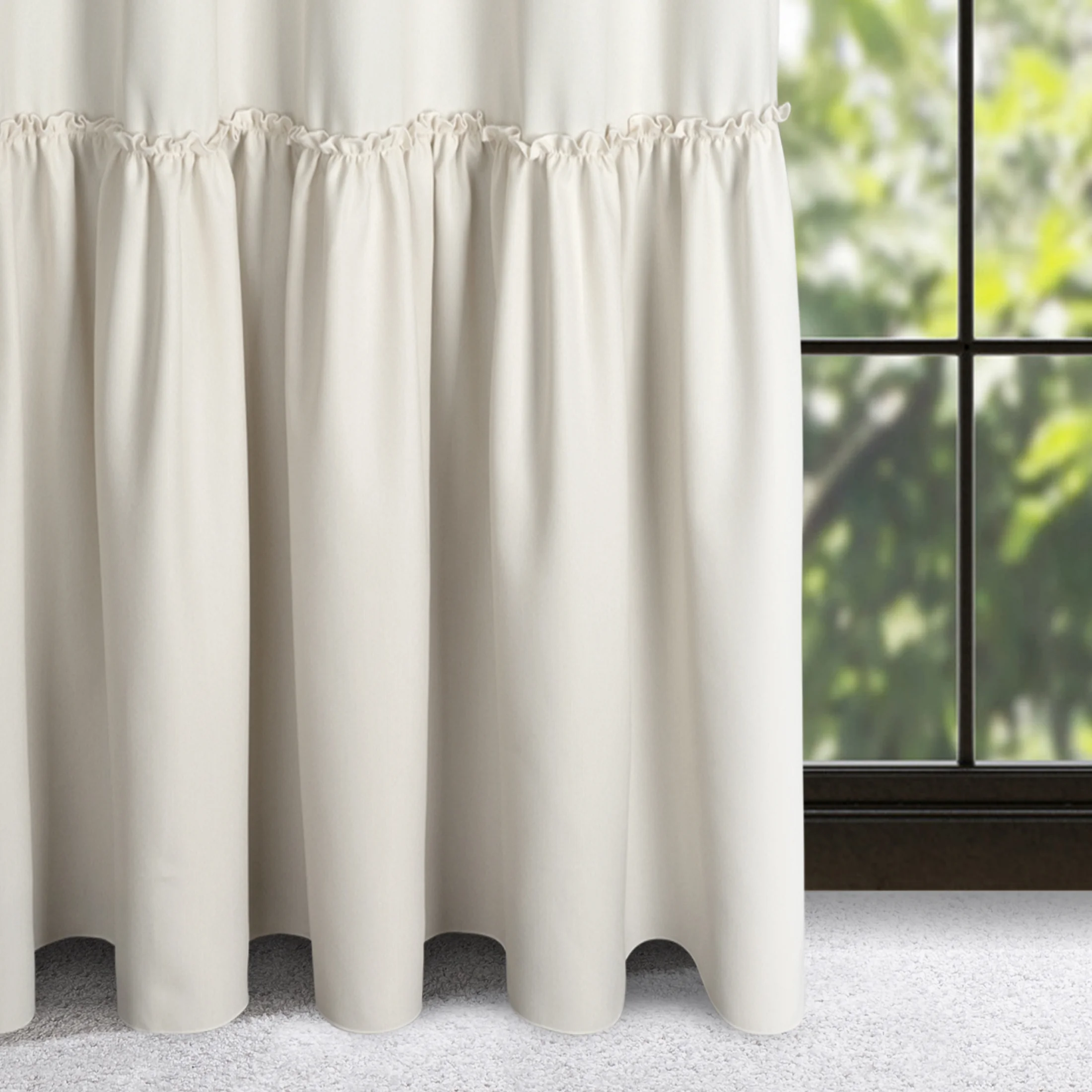 Zasłona naturalna z falbaną z tkaniny o płóciennym splocie 140x240 cm taśma - LENA | eurofirany