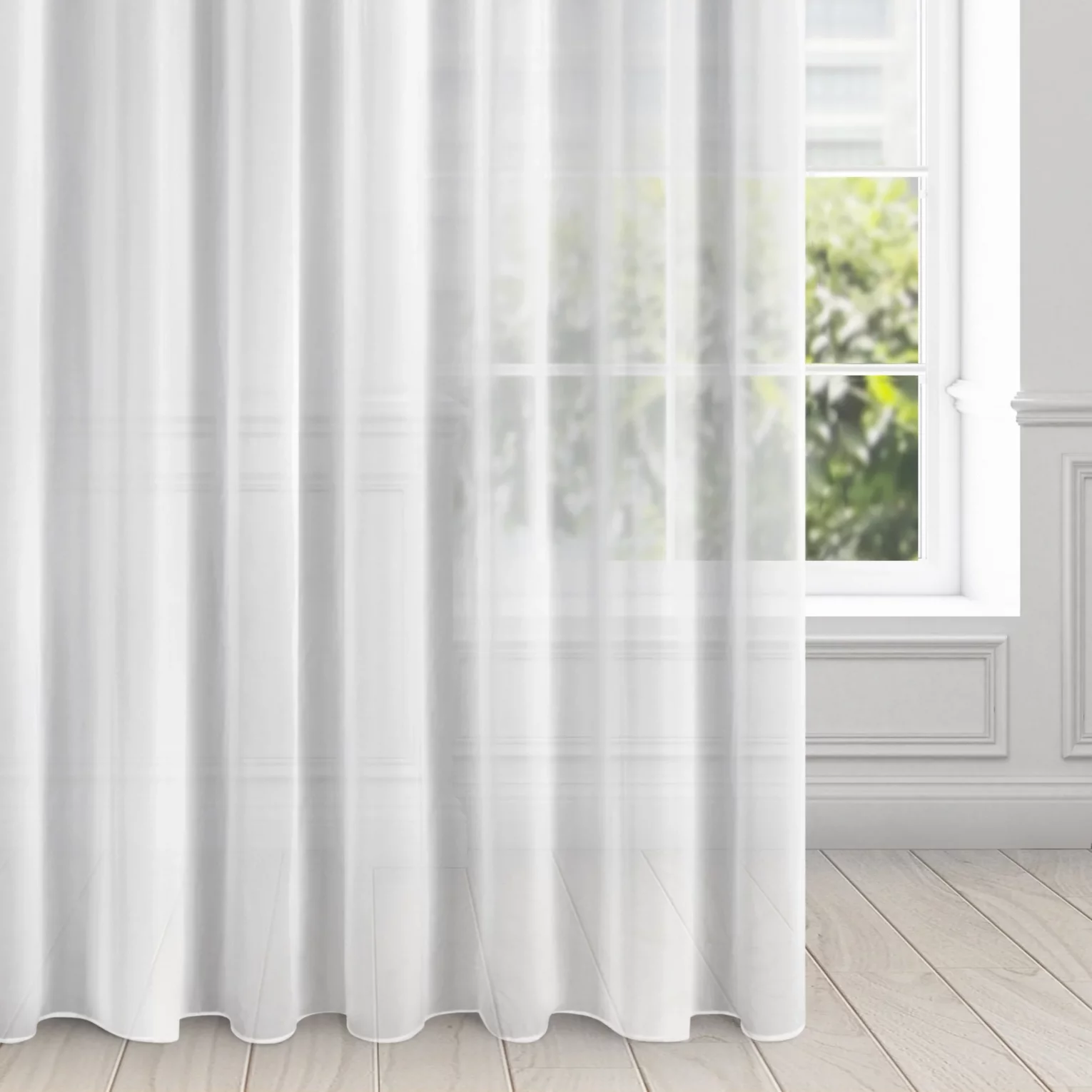 Firana biała z gładkiej matowej tkaniny szyfonowej 350x250 cm przelotka DALIA
