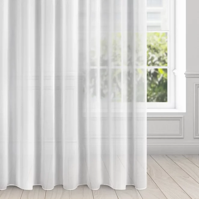 Firana biała z gładkiej matowej tkaniny szyfonowej 350x250 cm przelotka DALIA