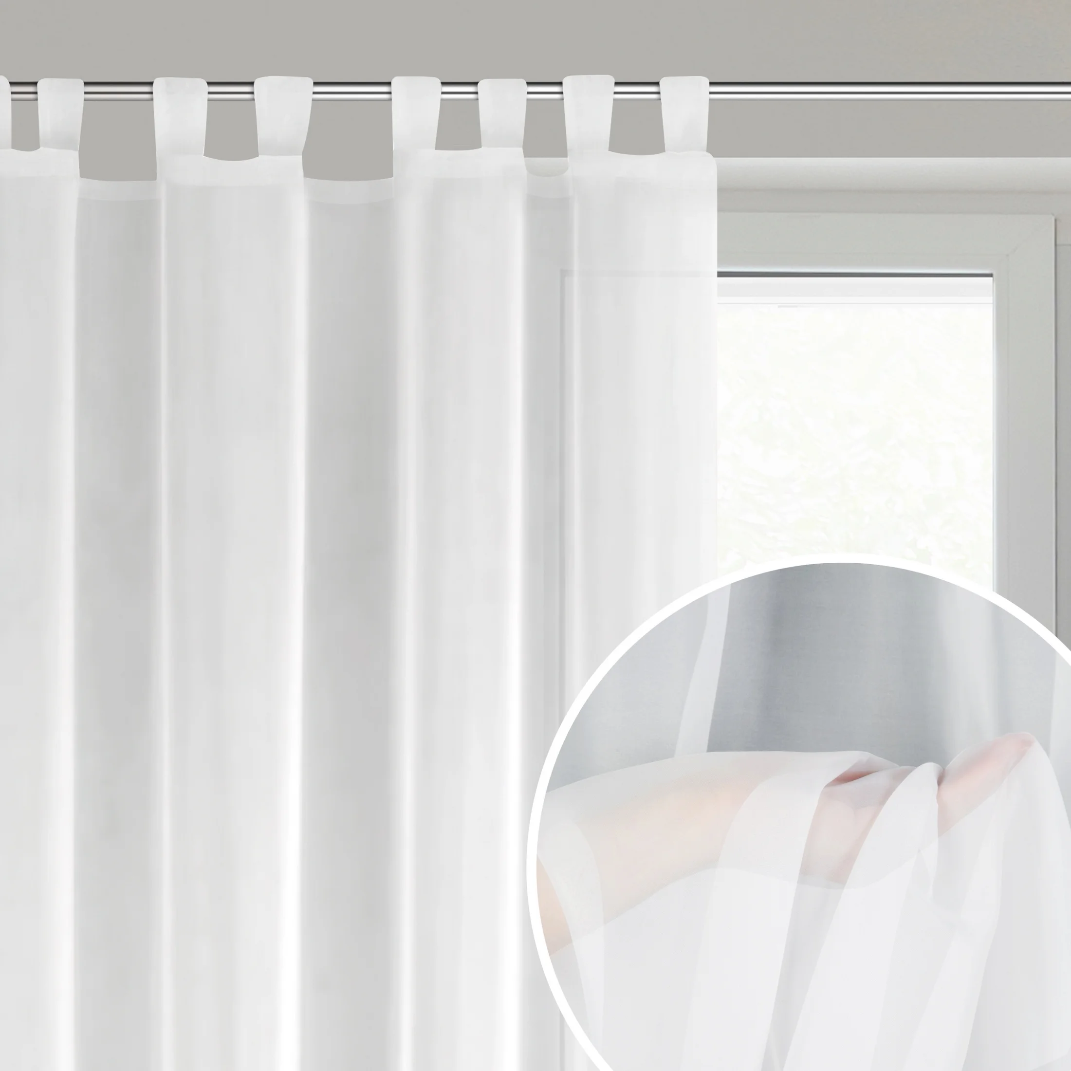 Firana biała z gładkiego matowego woalu 140x250 cm szelki LUCY | eurofirany