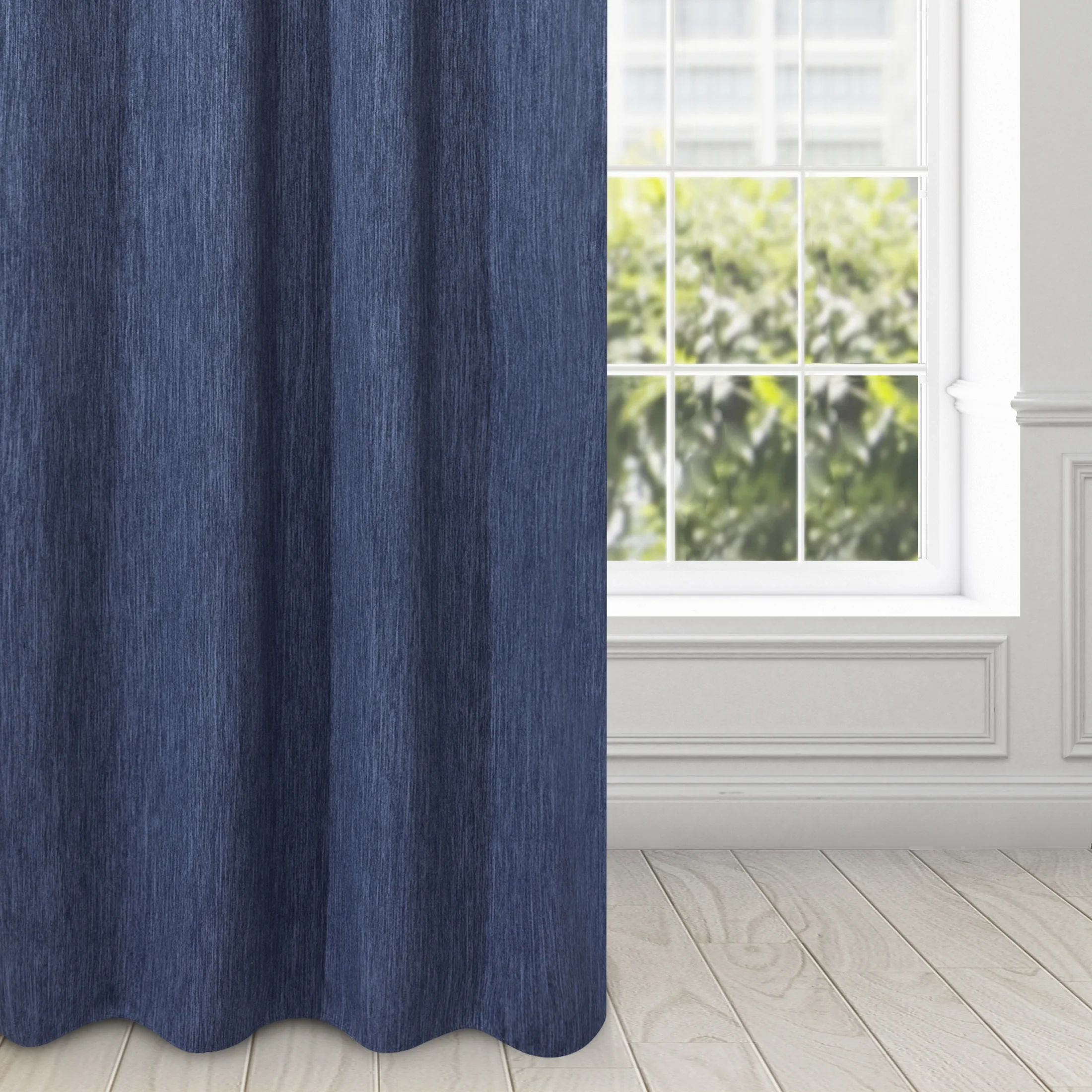 Zasłona granatowa zaciemniająca z efektem melanżu 140x250 cm przelotka - ROSSIE | eurofirany