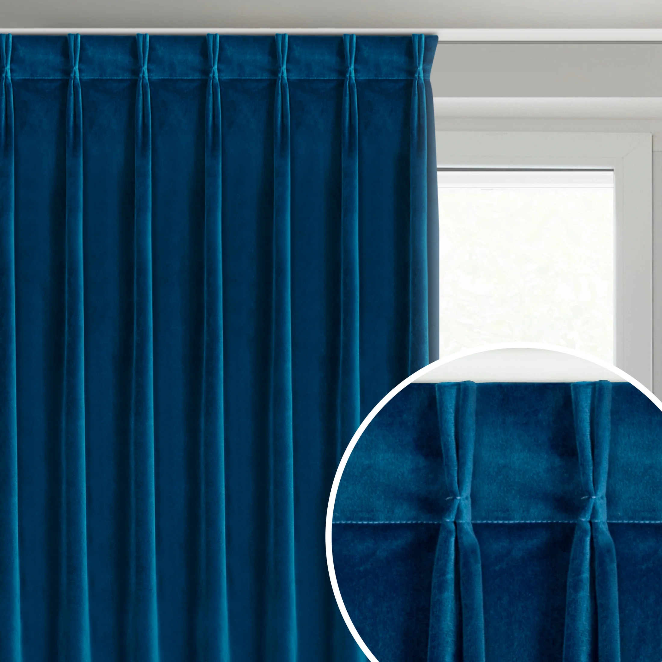 Zasłona granatowa z welwetowej tkaniny 80x270 cm (wymiar podany na gotowo) system flex - MELANIE | eurofirany