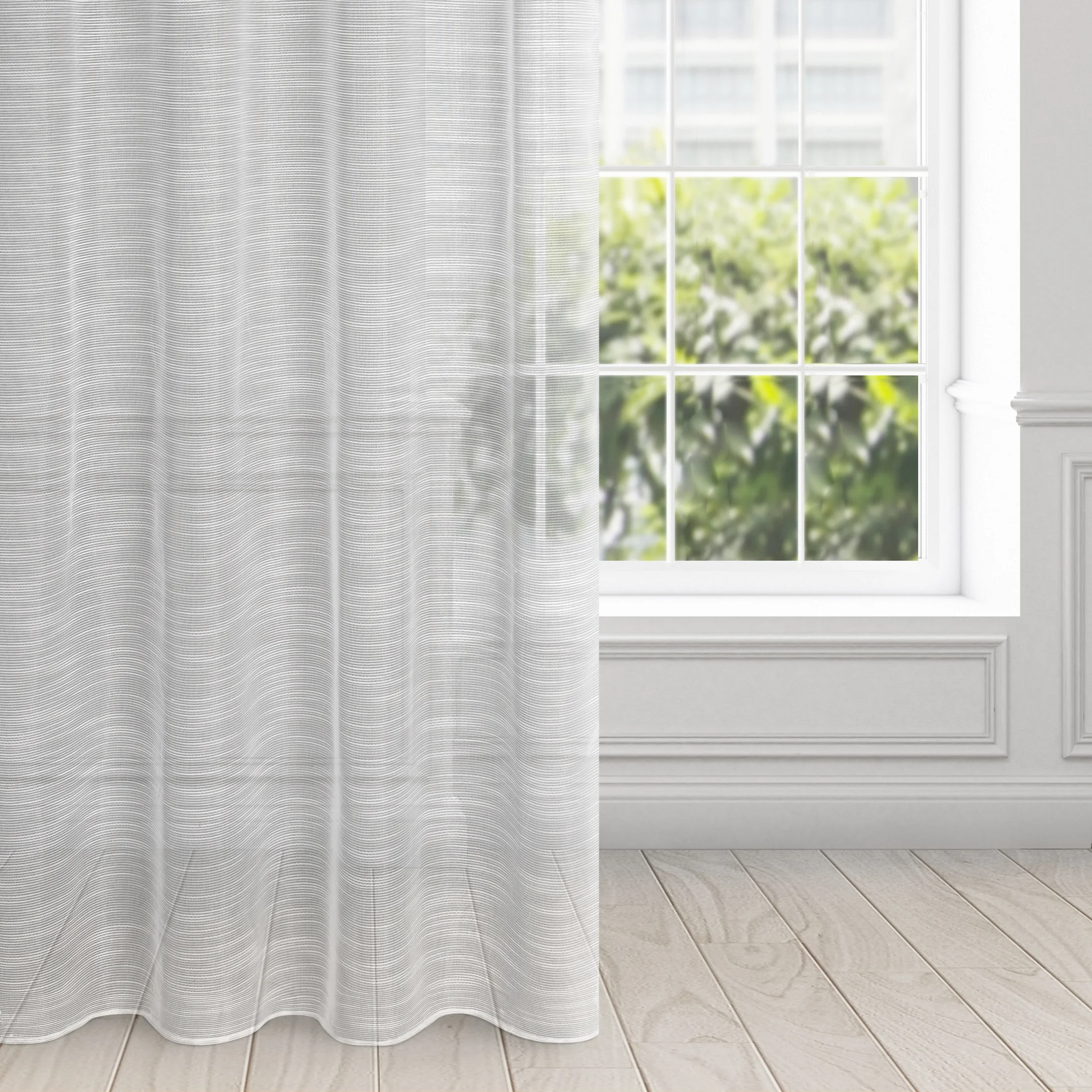 Firana biała z rysunkiem poziomych nitek na błyszczącym tle 140x250 cm przelotka RACHEL | eurofirany