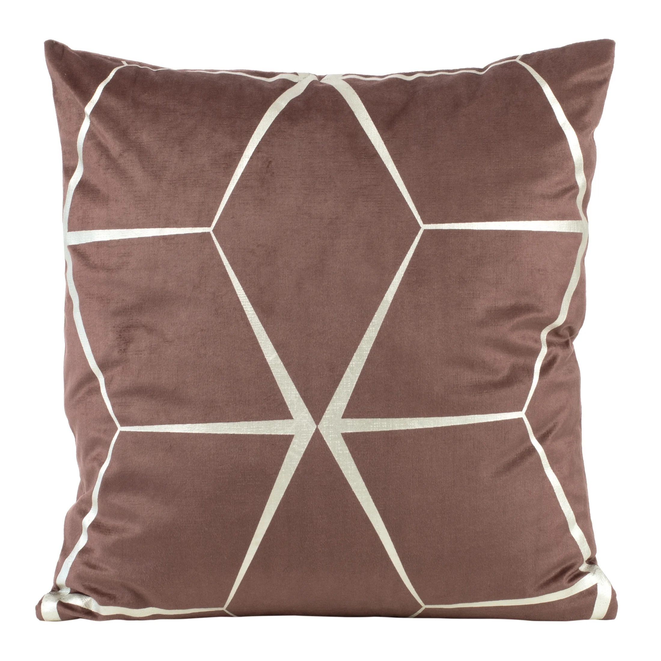 Poszewka na poduszkę 45x45 cm welwetowa kolor pudrowy z nadrukiem geometrycznym BLINK 28 | eurofirany