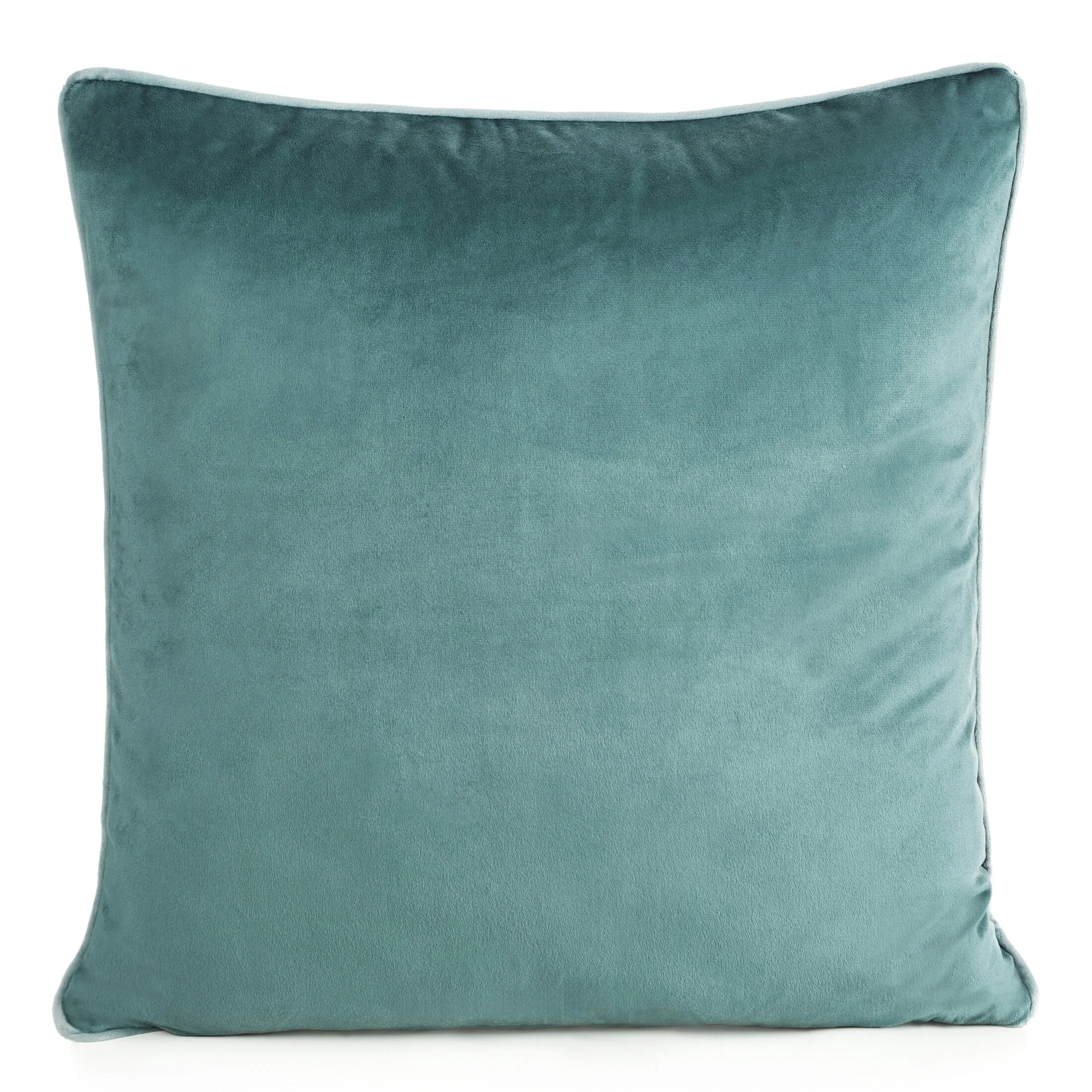 Poszewka na poduszkę 45x45 cm welwetowa kolor niebieski o delikatnym połysku z ozdobną lamówką GAJA 2 | eurofirany