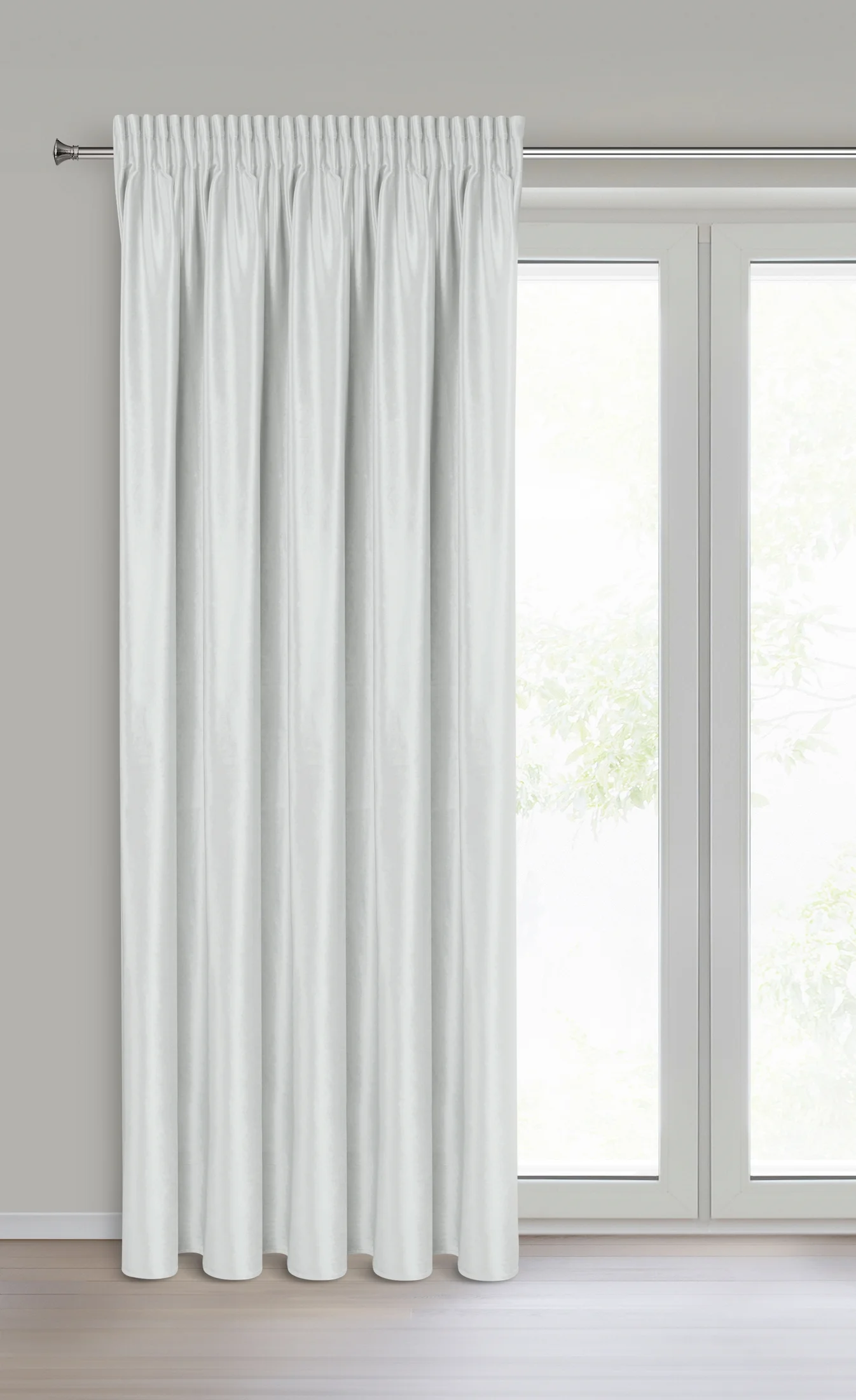 Zasłona biała z błyszczącego welwetu 140x270 cm taśma - CAMERON