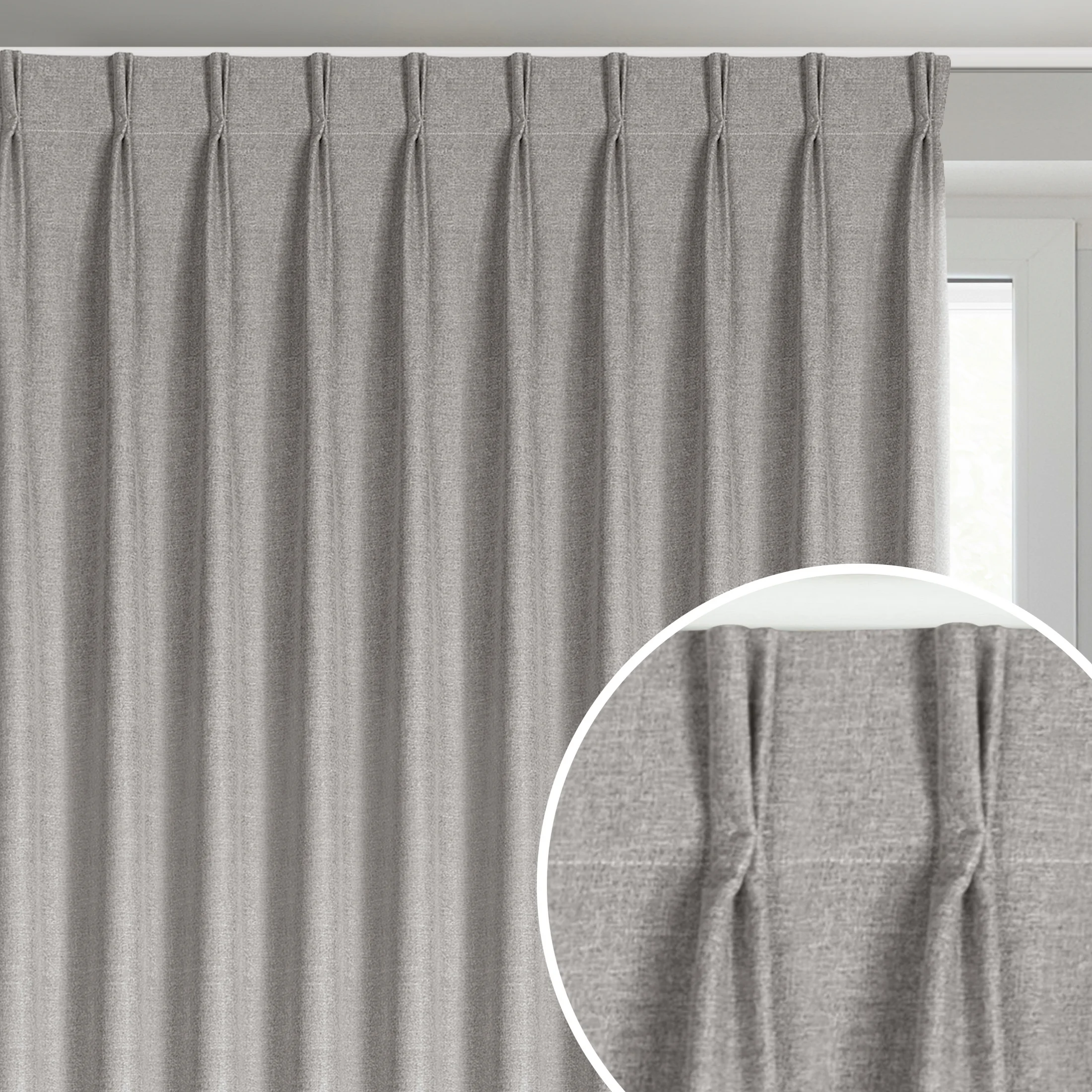 Zasłona ciemnobeżowa z 100% zaciemniającej tkaniny typu blackout 125x270 cm (wymiar podany na gotowo) system flex - NELISA | eurofirany